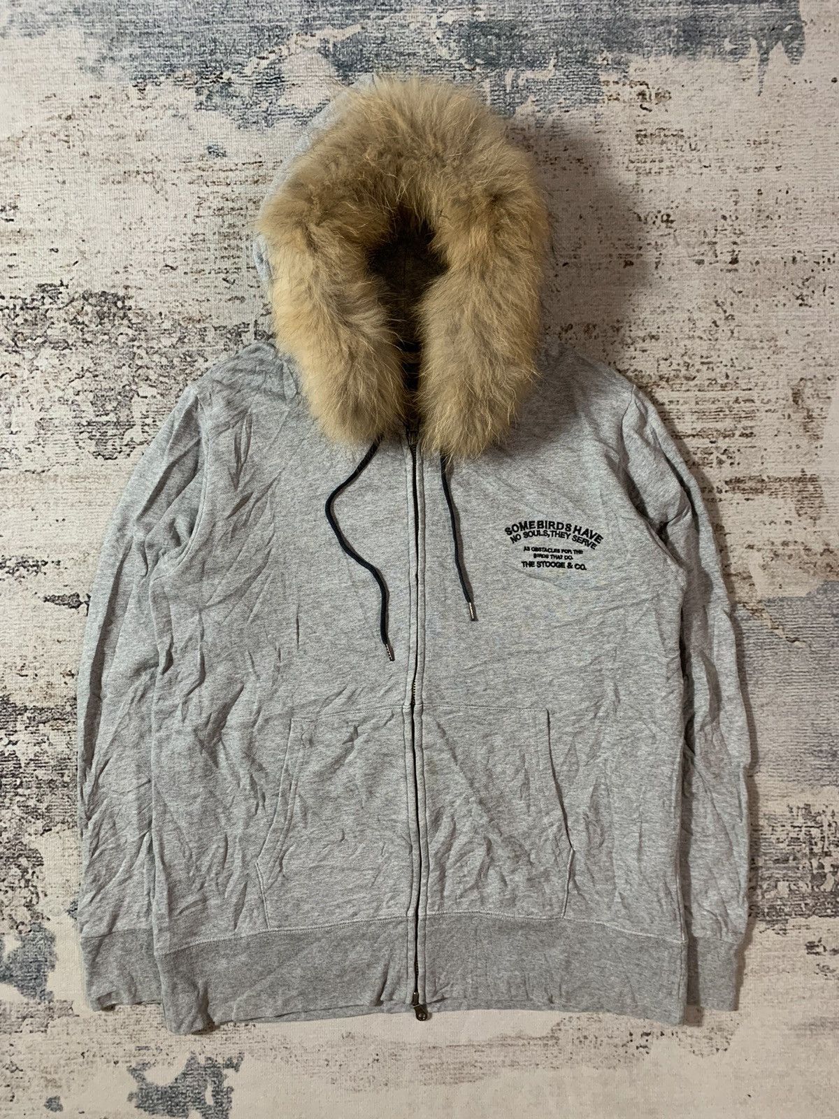 Japanese Glitter Skull Faux Fur Zip Hoodie