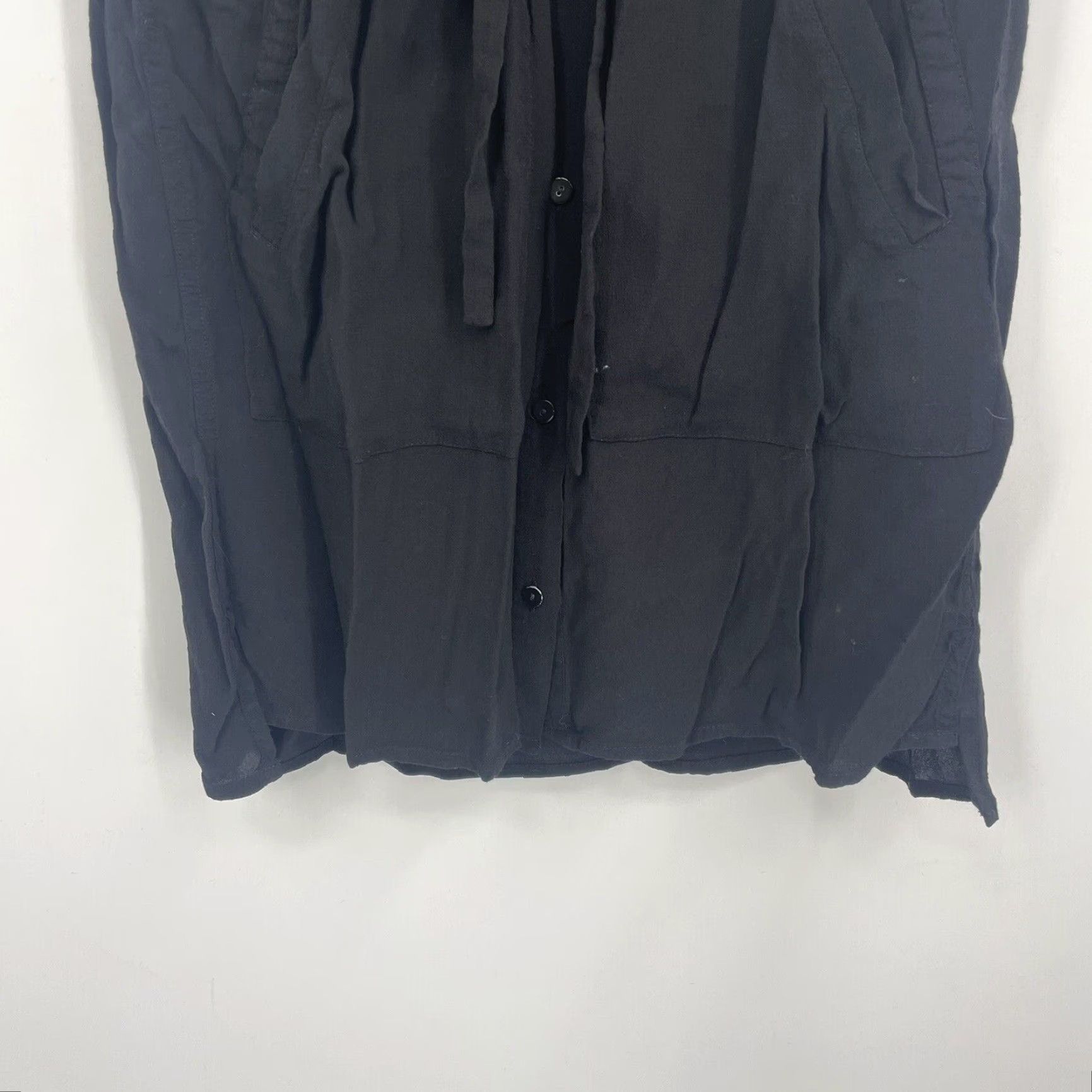 Allsaints All Saints Millie Sleeveless Dress XS Black Button Collared Tie Waist Boho Minimalist Shirt Dress Womens 90s Beach City (no extra) Size XS / US 0-2 / IT 36-38 - 5 Thumbnail