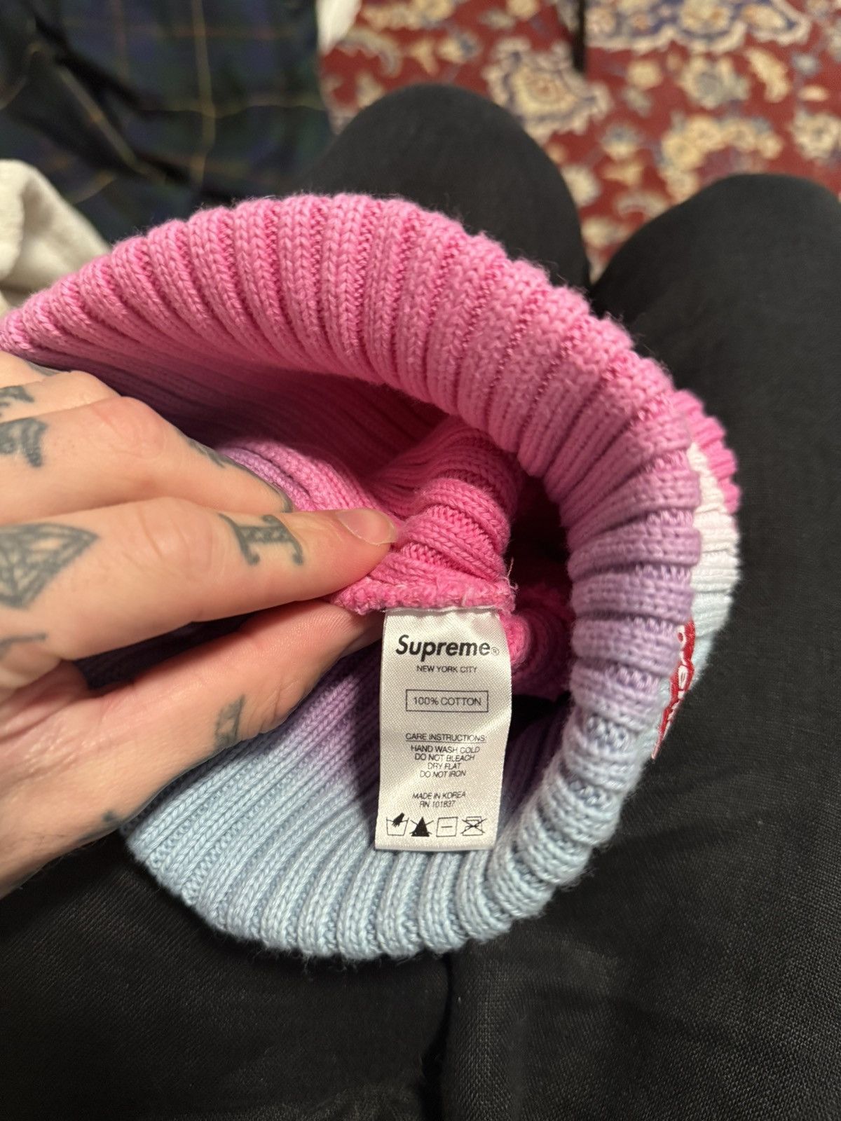 Supreme Supreme Beanie Tye Dye Over Dyed Pink Purple White Blue Size ONE SIZE - 4 Thumbnail
