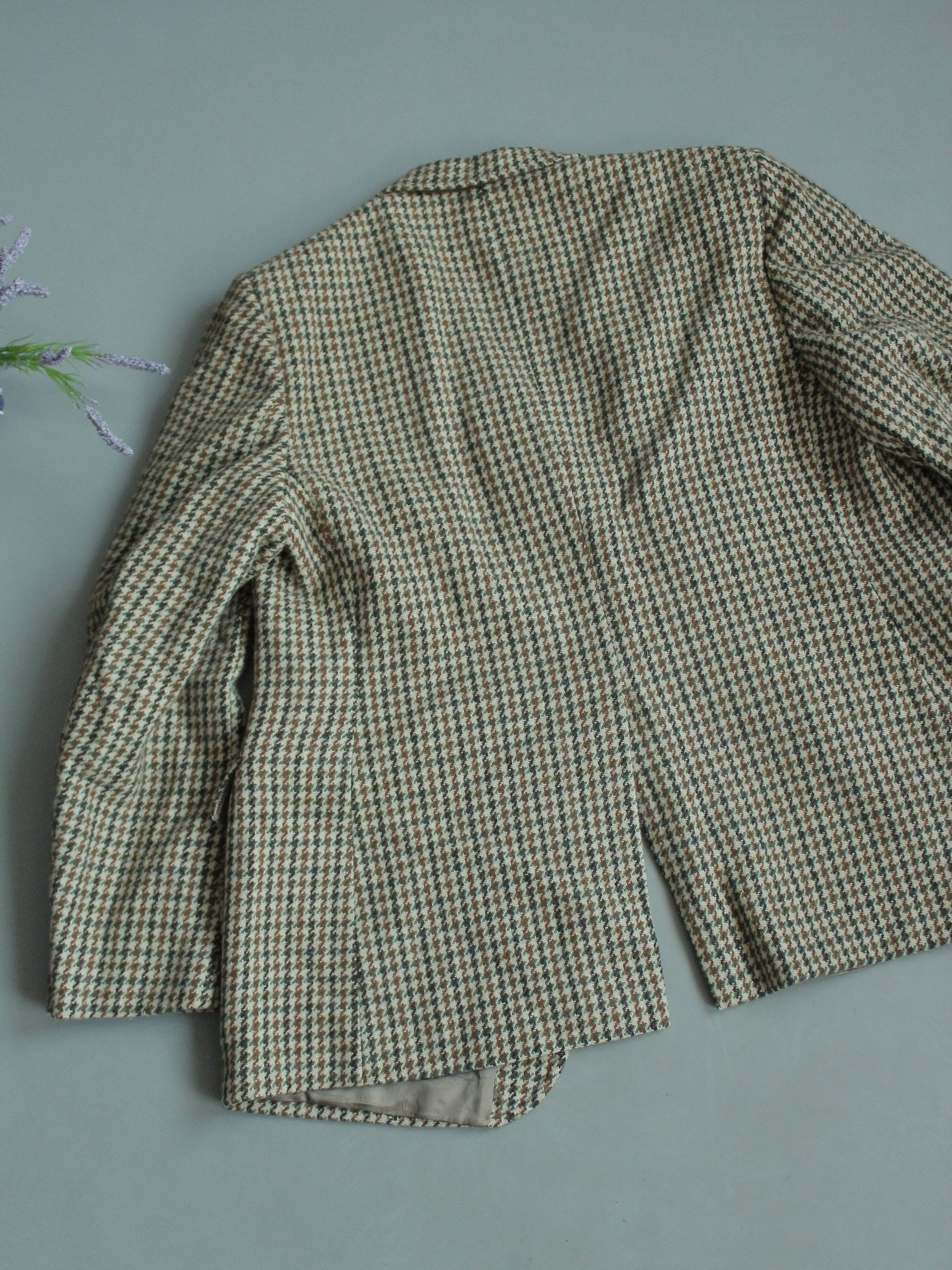 Harris Tweed × Vintage Harris Tweed Dunn Co Wool Hand Woven Blazer Jacket Tan Check Size 44R - 7 Thumbnail