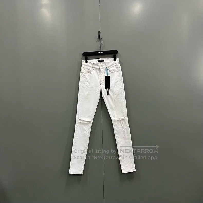 Amiri Amiri White Ripped Slim Fit Pants Size US 30 / EU 46 - 1 Thumbnail