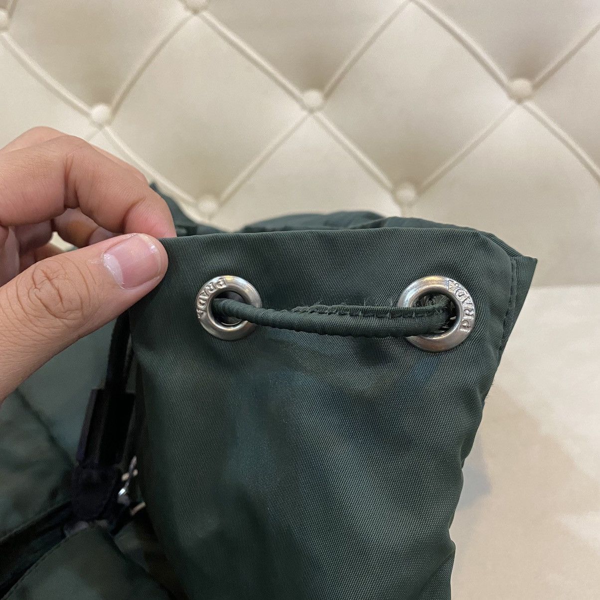 Prada × Vintage Vintage Prada Green Nylon Vela Backpack Size ONE SIZE - 16 Thumbnail