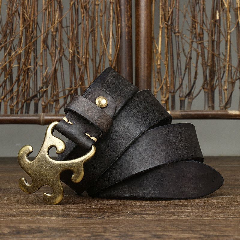Japanese Brand × Leather Luxury Brass Smooth Buckle Belt Size ONE SIZE - 3 Thumbnail