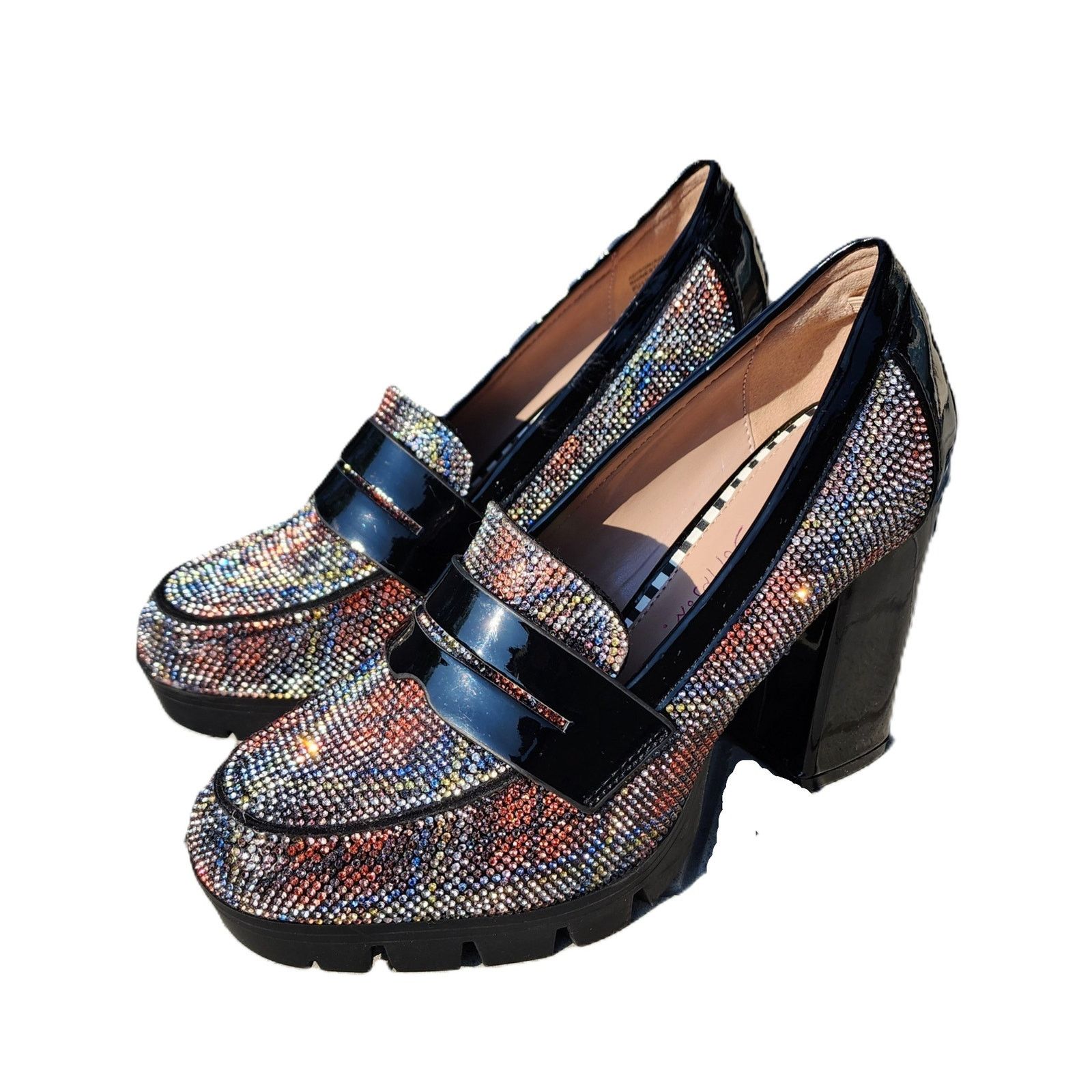 Betsey Johnson Betsey Johnson Adison Rhinestone Faux Patent Leather Loafers Size US 7 / IT 37 - 2 Thumbnail