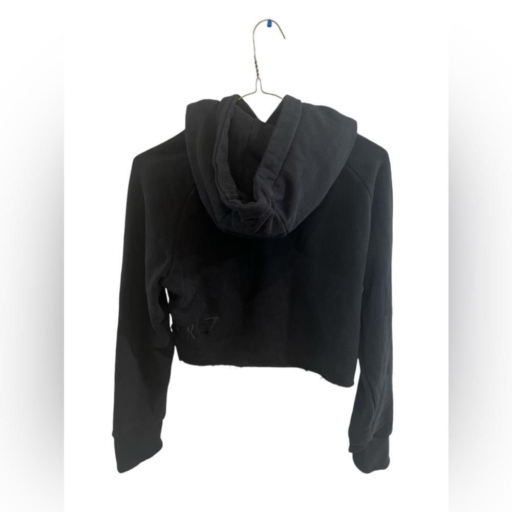 Gymshark Gymshark Women's Hoodie Cropped Raw Edge Black Small Cutout Size S / US 4 / IT 40 - 2 Thumbnail
