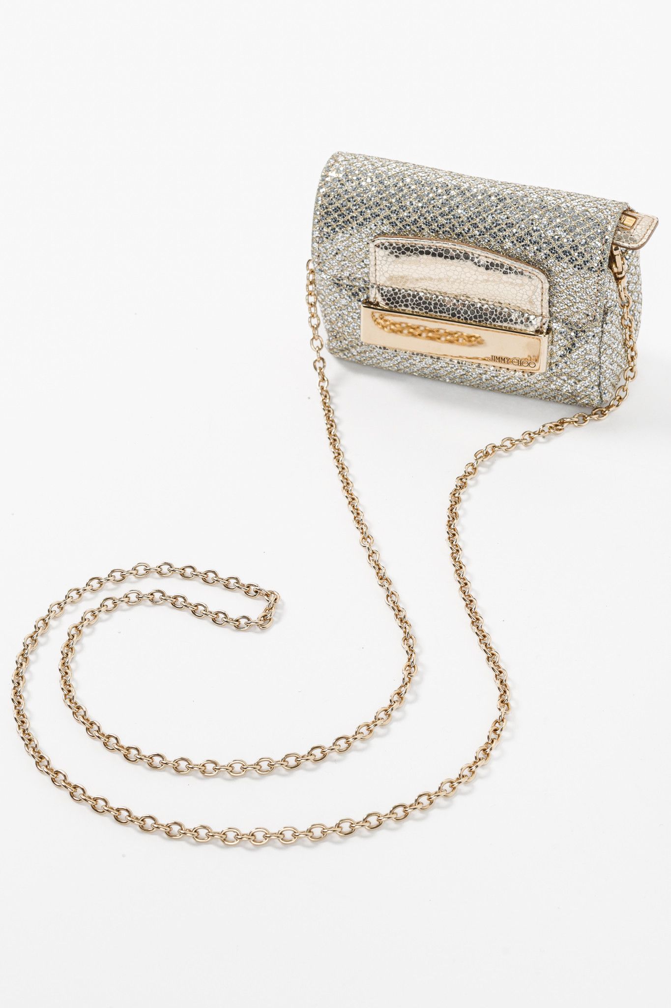 Jimmy Choo Jimmy Choo Caro Champagne Glitter Fabric Clutch Size ONE SIZE - 6 Thumbnail