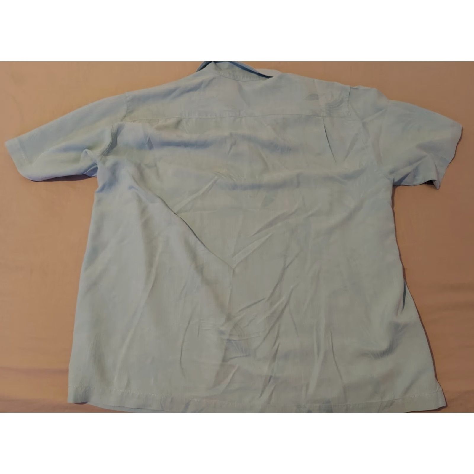 Tommy Bahama VINTAGE Tommy Bahama Silk Dress Shirt XL Blue Short Sleeve Button-Up Mens Shirt Size 46R - 7 Thumbnail