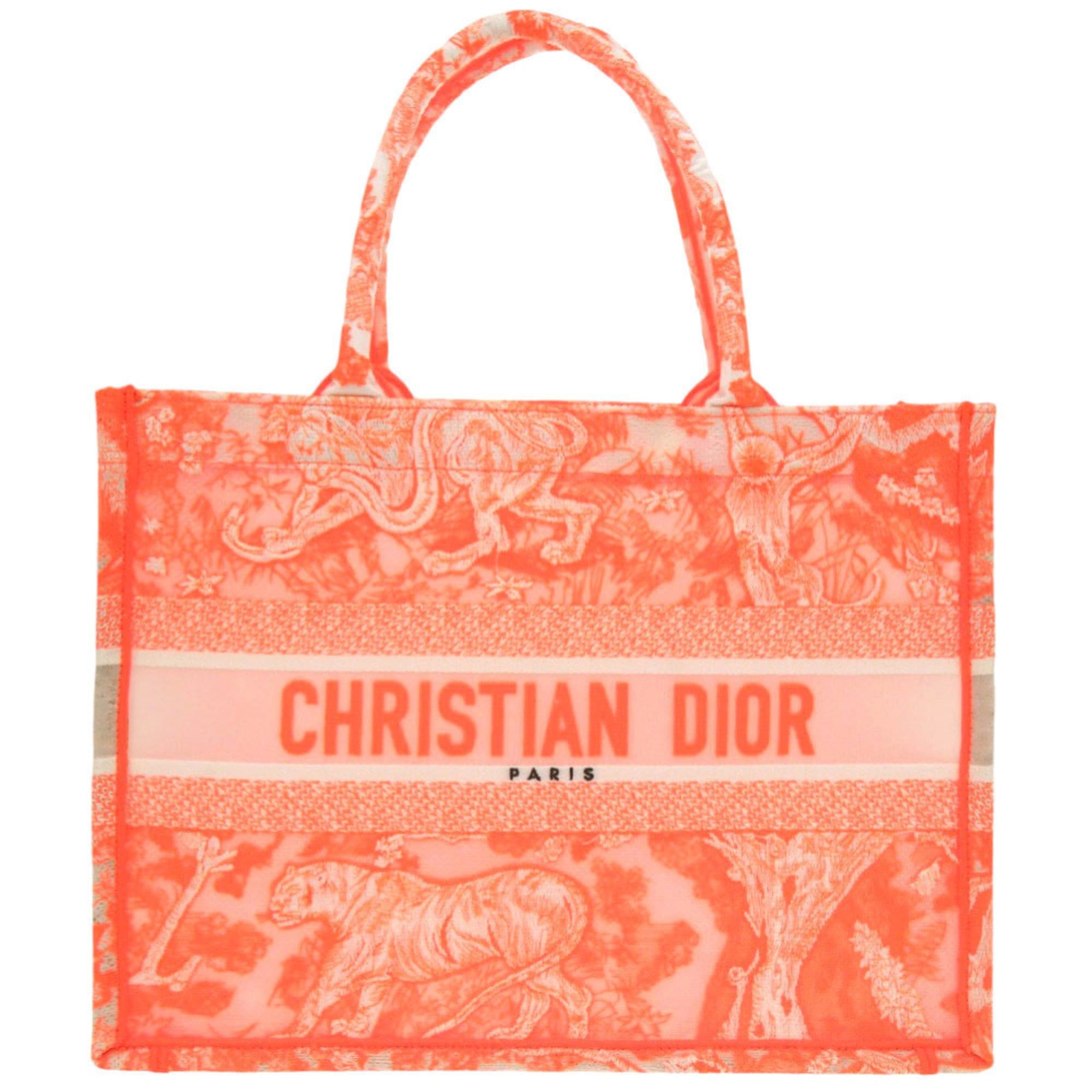Dior Like new Christian Dior Book Tote Toile de Jouy Embroidery Medium M1296ZROC_M057 Mesh Jacquard Orange Handbag 0751Christian Size ONE SIZE - 1 Thumbnail