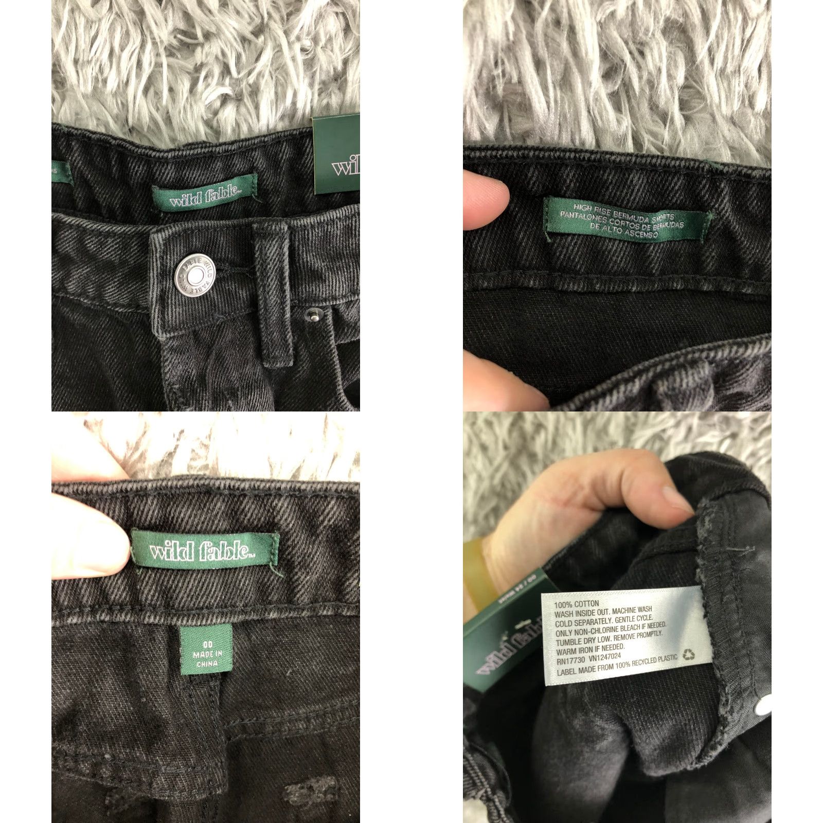 Vintage Wild Fable High Rise Bermuda Button Fly Shorts Womens Size 00 Black Denim Size 24" / US 00 / IT 34 - 8 Thumbnail