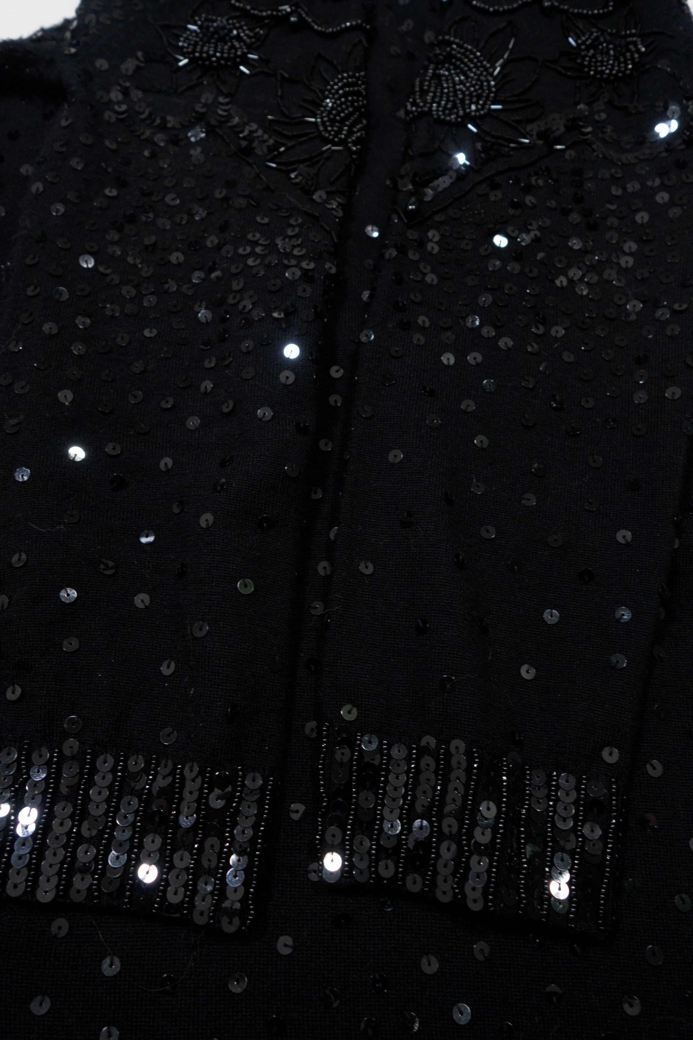 John Galliano 00s 100% Merino Wool Sequin Beaded Mini Dress Size M / US 6-8 / IT 42-44 - 5 Thumbnail