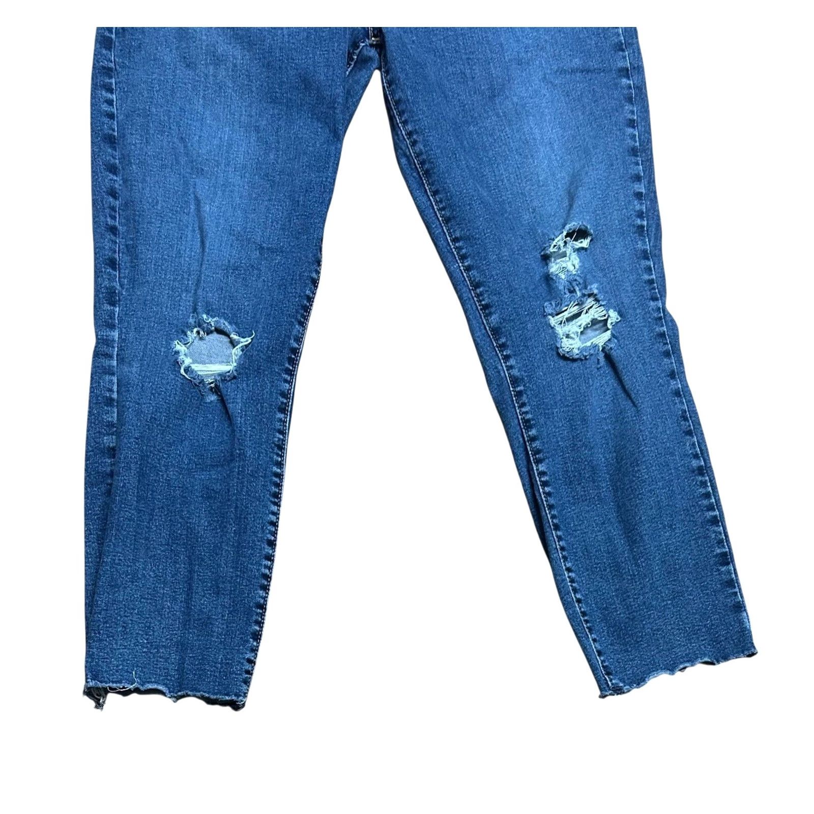 Denizen VINTAGE Denizen Levis Jeans Womens 14 Blue Modern Slim Frayed Crop Stretch Denim Pants Size 36" / US 14 / IT 50 - 4 Thumbnail