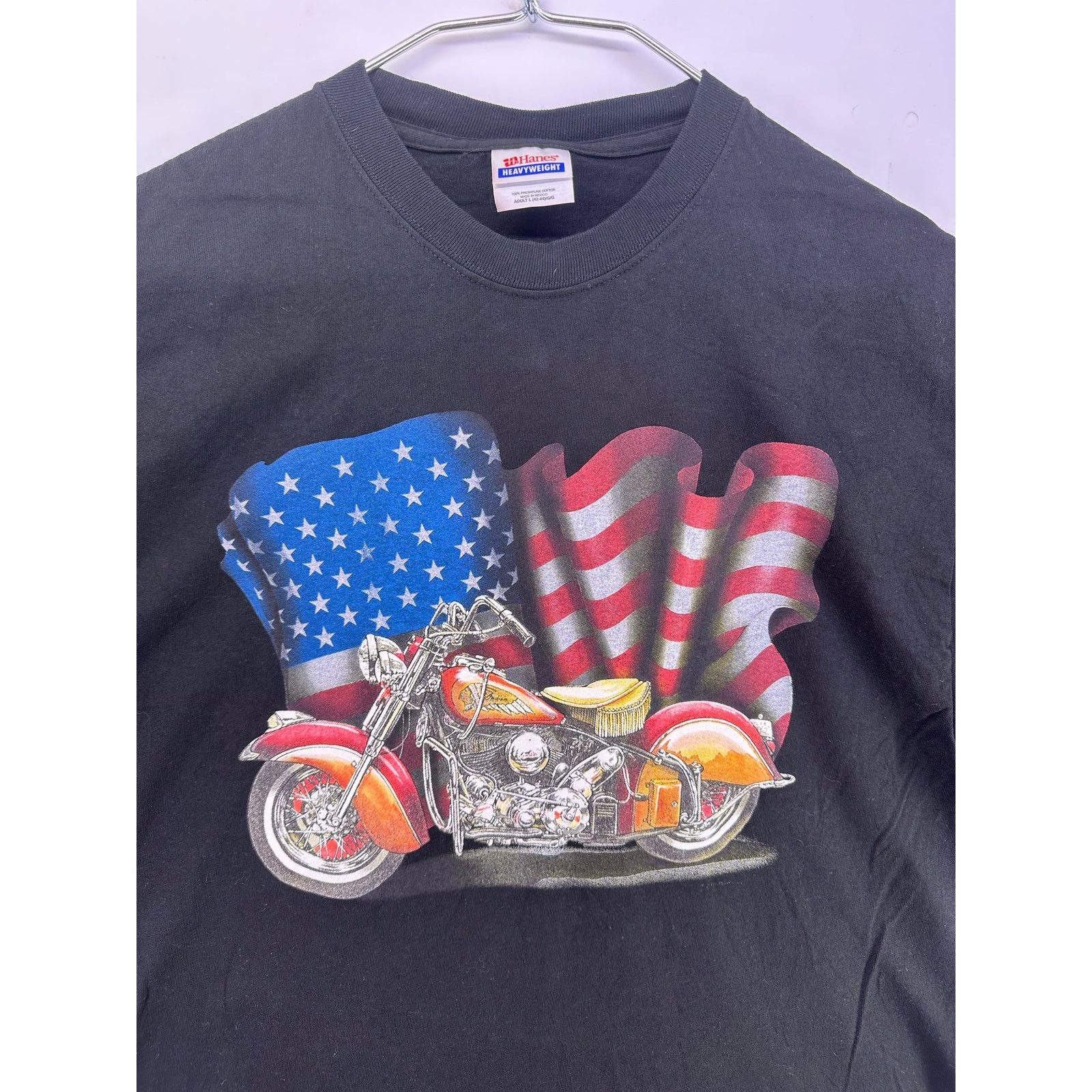 Hanes Hanes Heavyweight Indian Motorcycle With American Flag Sz L Size US L / EU 52-54 / 3 - 3 Thumbnail