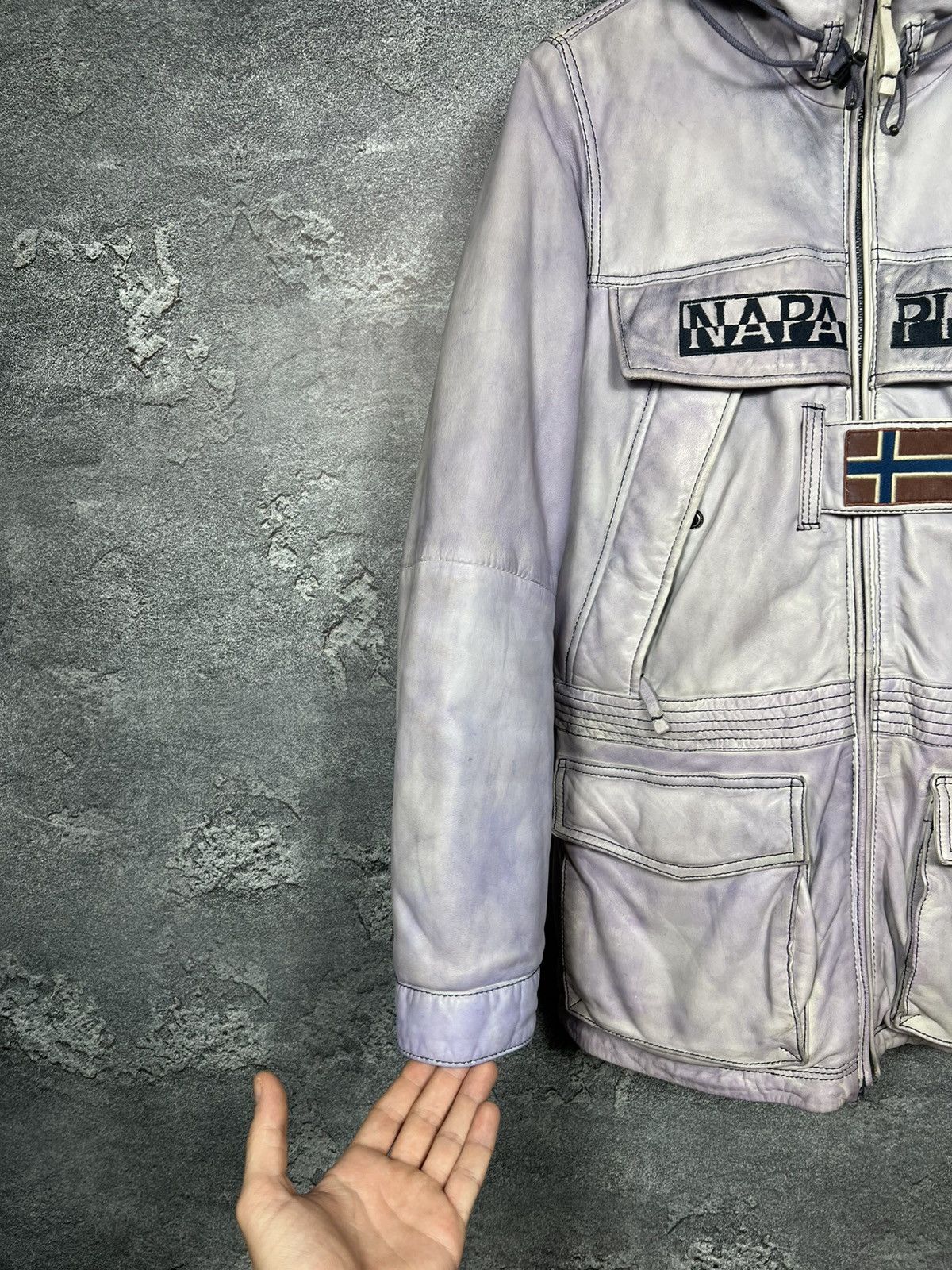 Napapijri Rare Napapijri 100% Leather Down Jacket Parka Size S Size S / US 4 / IT 40 - 4 Thumbnail