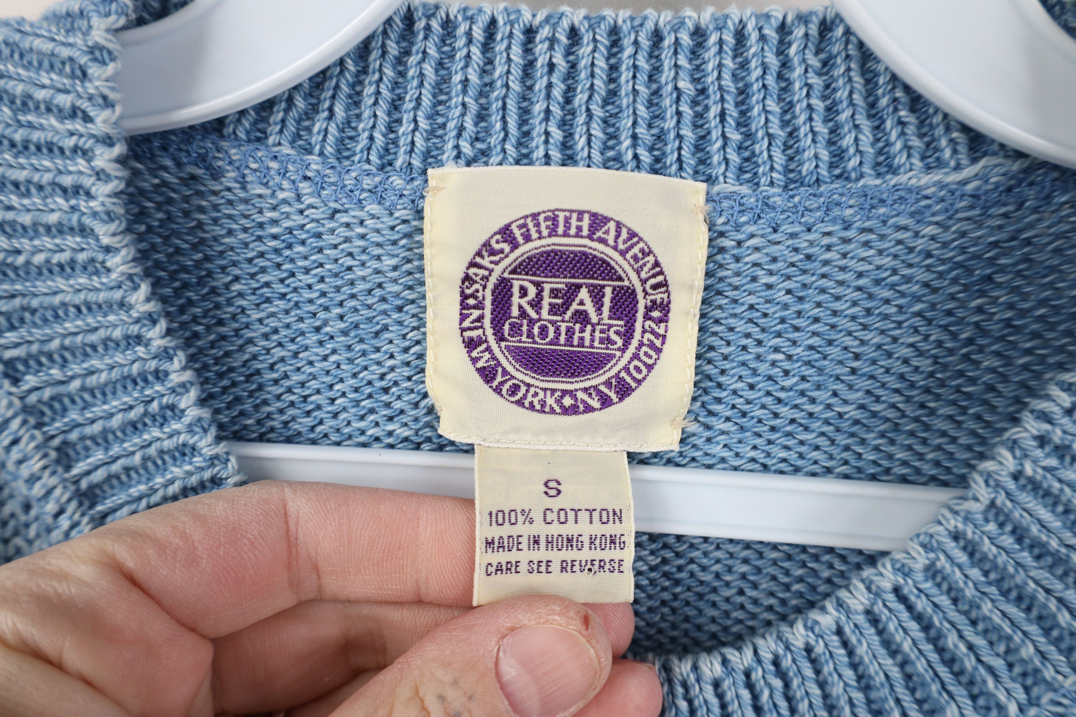Vintage Vintage 90s Streetwear Stonewash Cotton Knit Sweater Blue Size US S / EU 44-46 / 1 - 5 Thumbnail