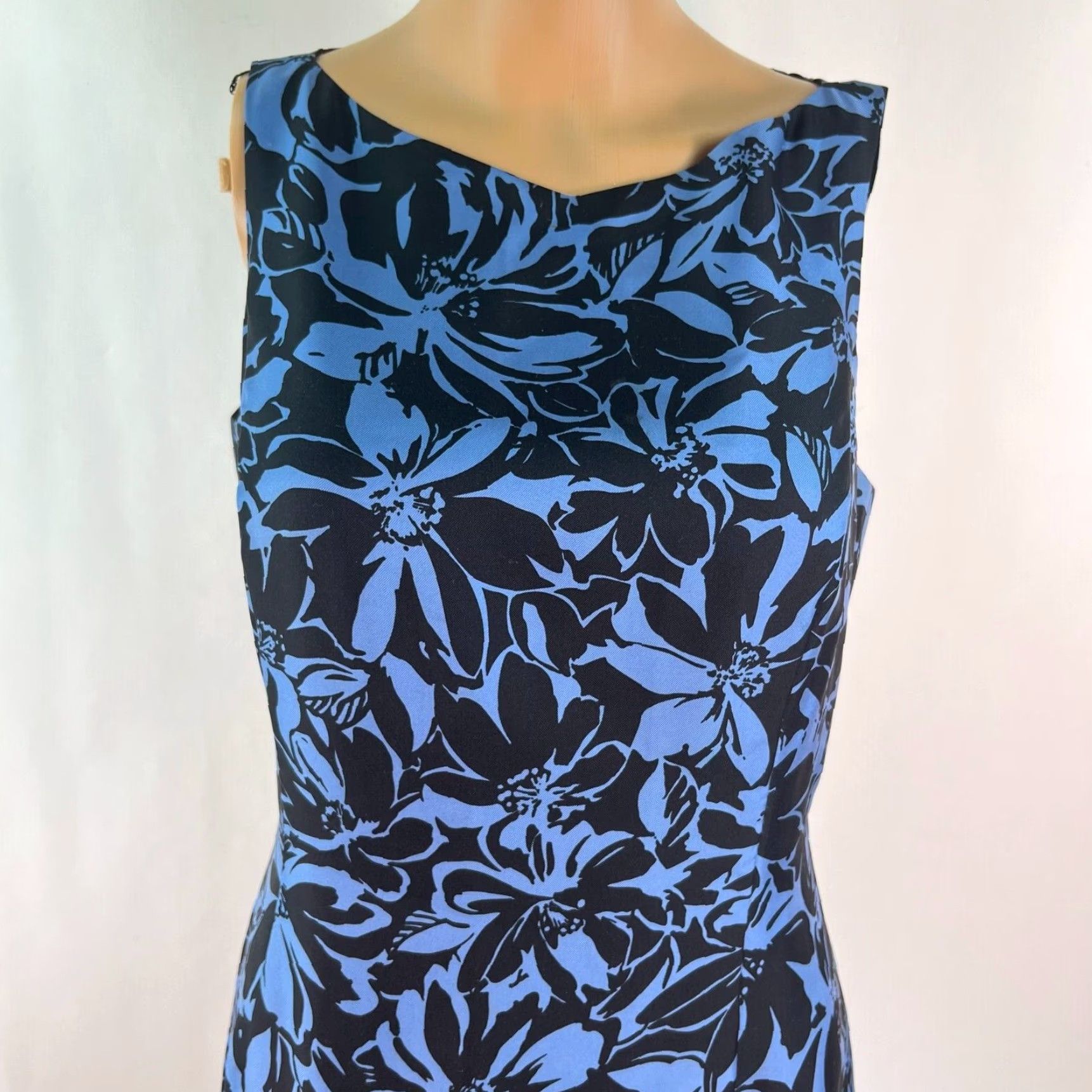 Ann Taylor VINTAGE Ann Taylor Dress A-Line Midi Blue Floral Silk Lined Party Cocktail Women 2 US Womens Blue Floral Midi Dress Size XS / US 0-2 / IT 36-38 - 3 Thumbnail