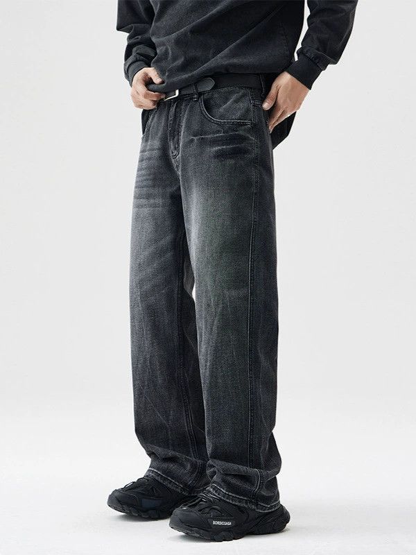 Jean Men's loose straight distressed washed wide-leg jeans Size US 32 / EU 48 - 2 Thumbnail