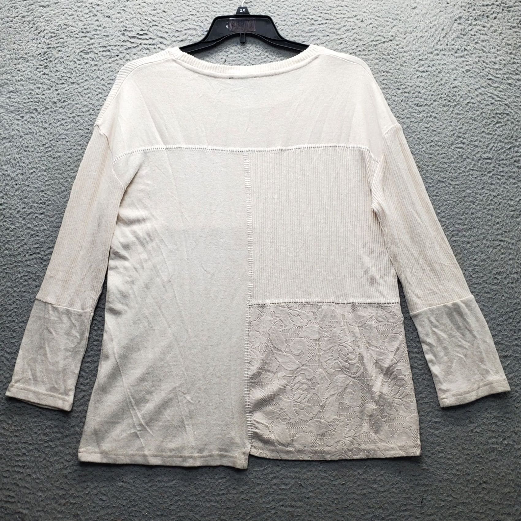 Vintage Chelsea & Theodore Tunic Top Womens L Tan Fuzzy Blush Long Sleeve Round Neck Shirt Size L / US 10 / IT 46 - 2 Thumbnail