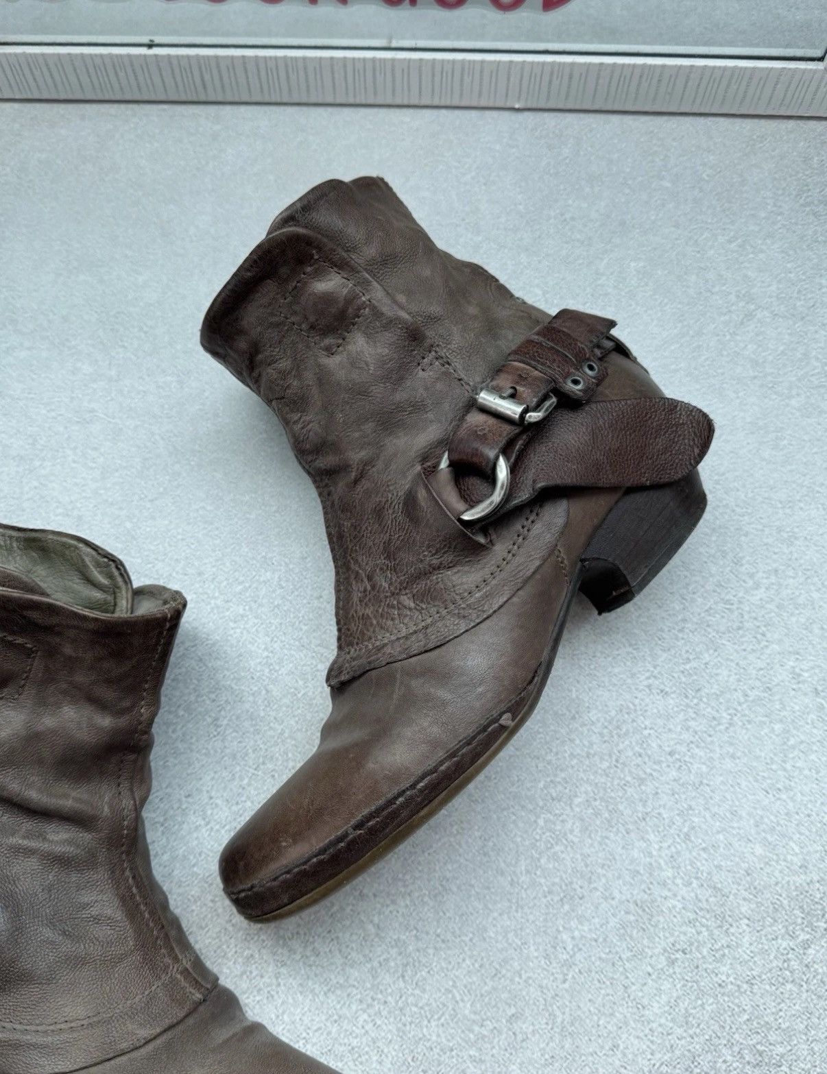 A.S.98 Vintage A.S 98 Airtep Ankle Women Leather Biker Brown Boots Size US 8.5 / IT 38.5 - 4 Thumbnail