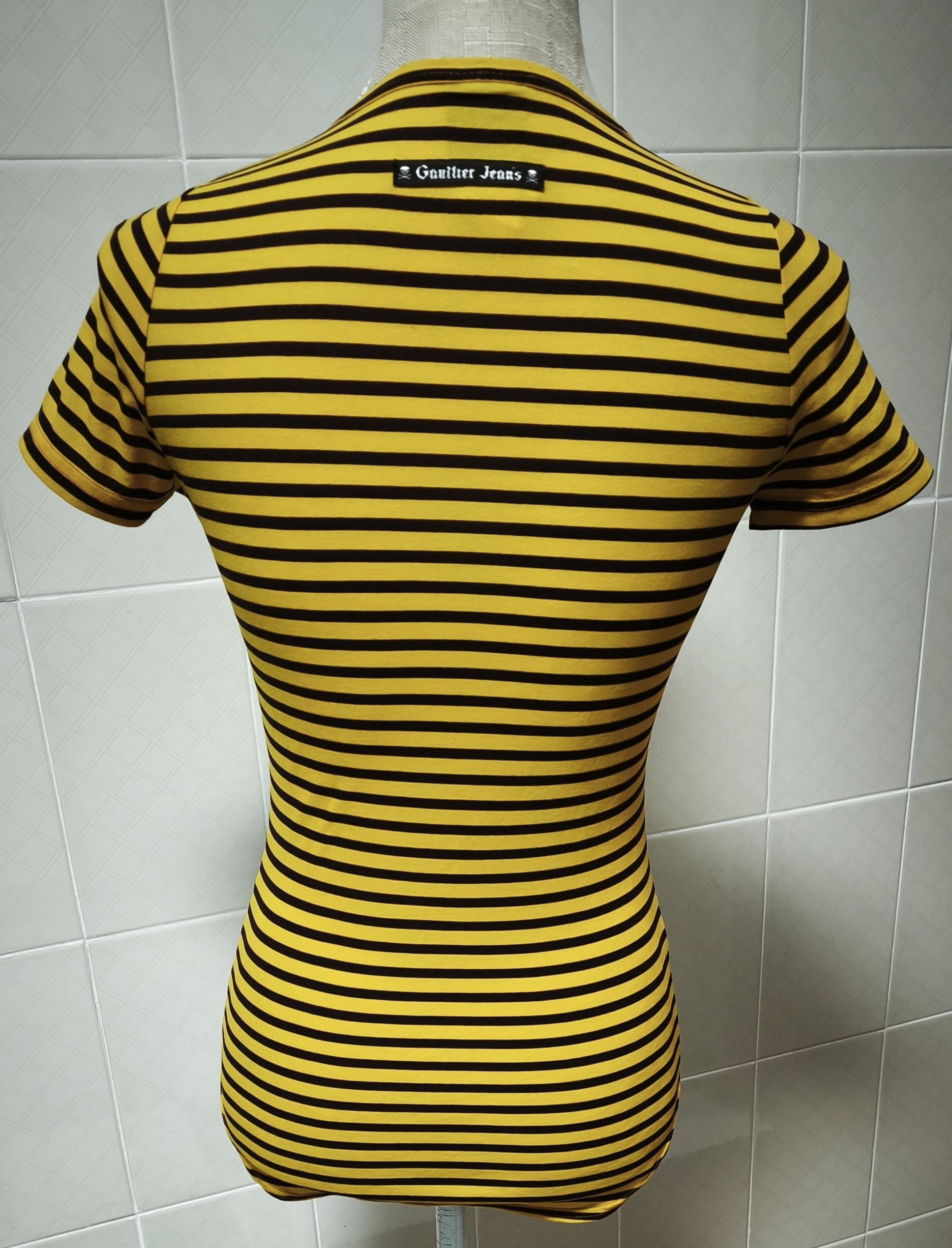 Jean Paul Gaultier Year: 1997 - Yellow and dark Brown stripes top Size S / US 4 / IT 40 - 8 Thumbnail