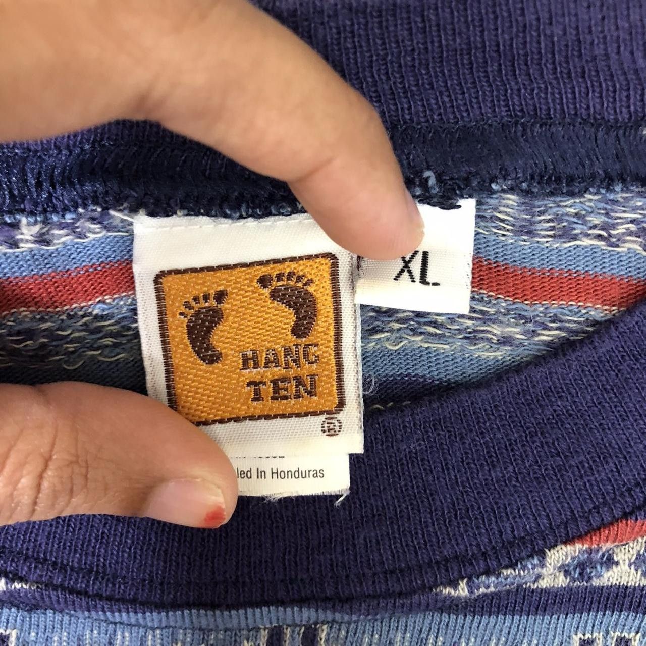 Hang Ten Vtg 80’ HANG TEN SURFING Aztec Navajo Striped Tee Shirt Size US XL / EU 56 / 4 - 3 Thumbnail