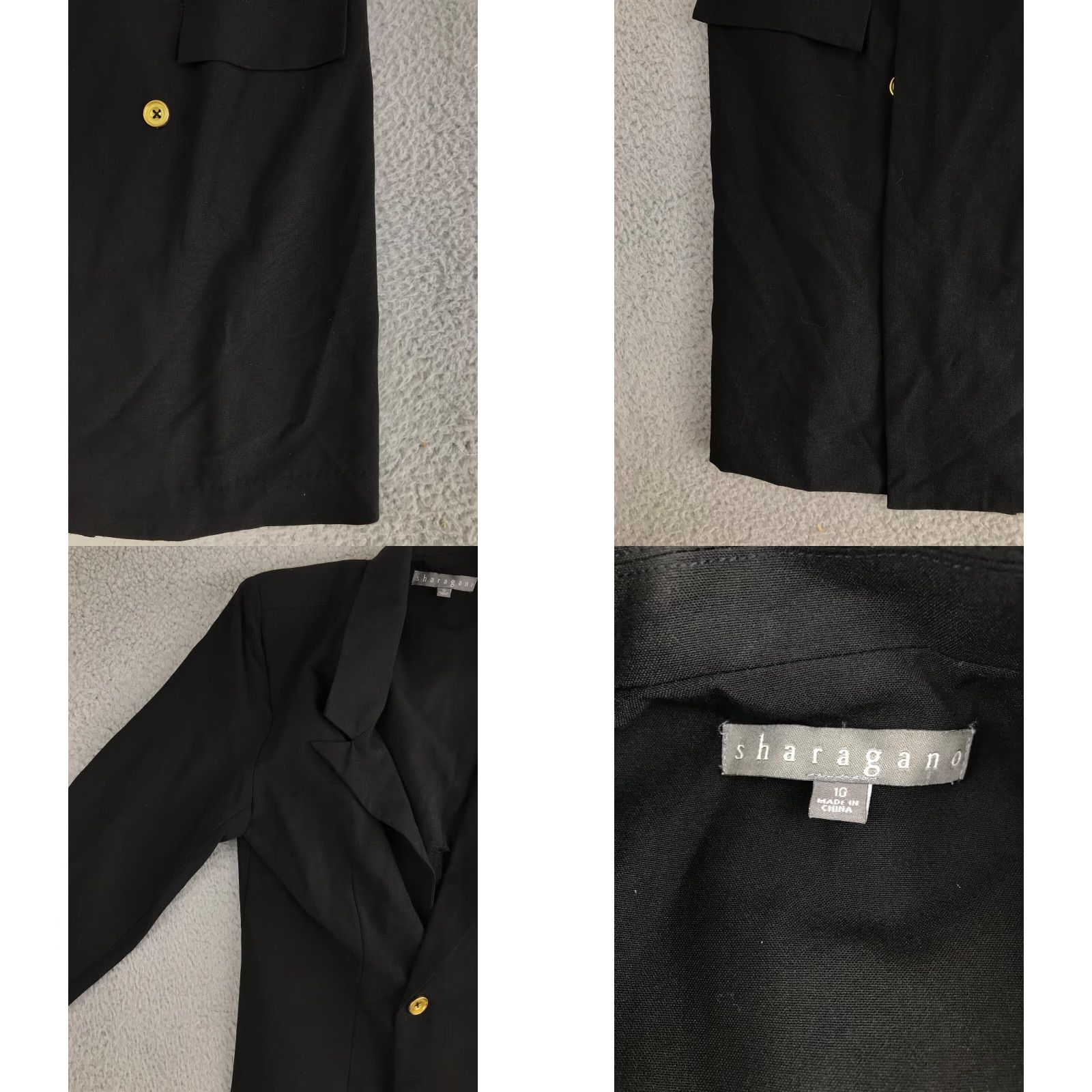 Doublet Sharagano Blazer Women's 10 Black Long NWT Double Breasted Shoulder Pads Pockets Blazer Size L / US 10 / IT 46 - 8 Thumbnail