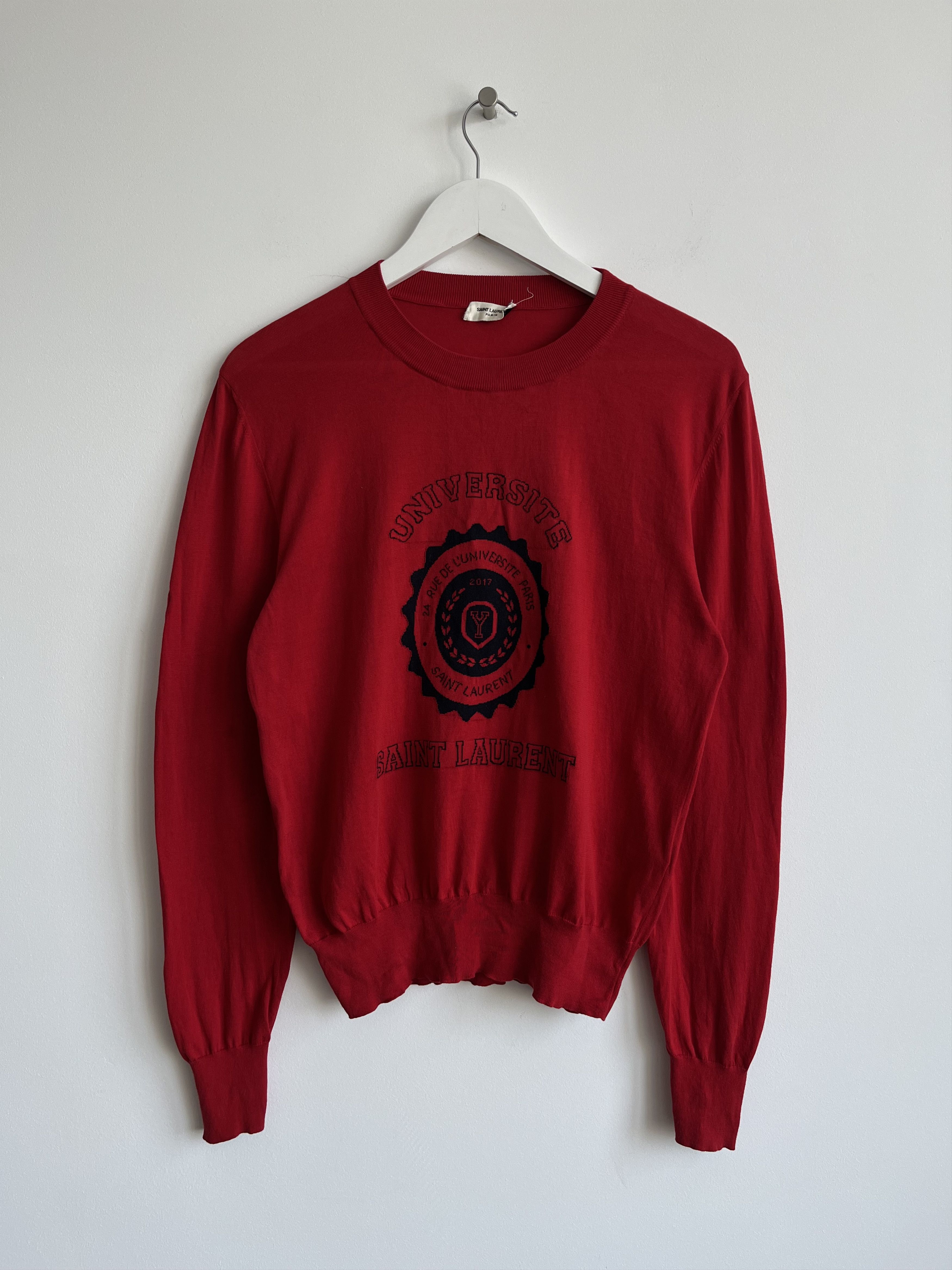 Anthony Vaccarello SS17 Saint Laurent Paris Universite Red Crop Sweater Size L / US 10 / IT 46 - 1 Thumbnail