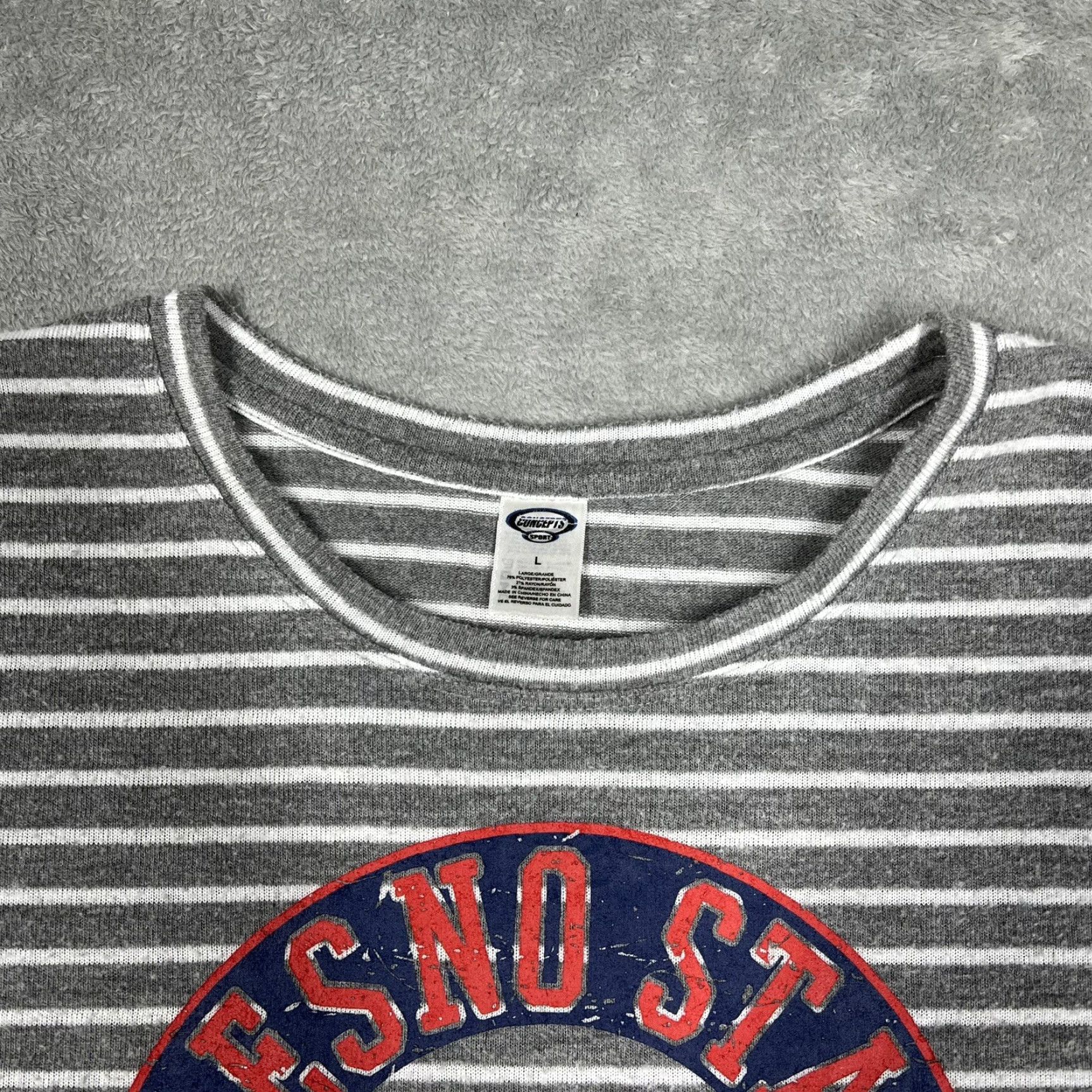 Vintage Fresno State Bulldogs Concepts Sport Women’s Crop Top Shirt Size Large Striped Shirt Womens L Gray Striped Cropped Sports Logo Size L / US 10 / IT 46 - 6 Thumbnail
