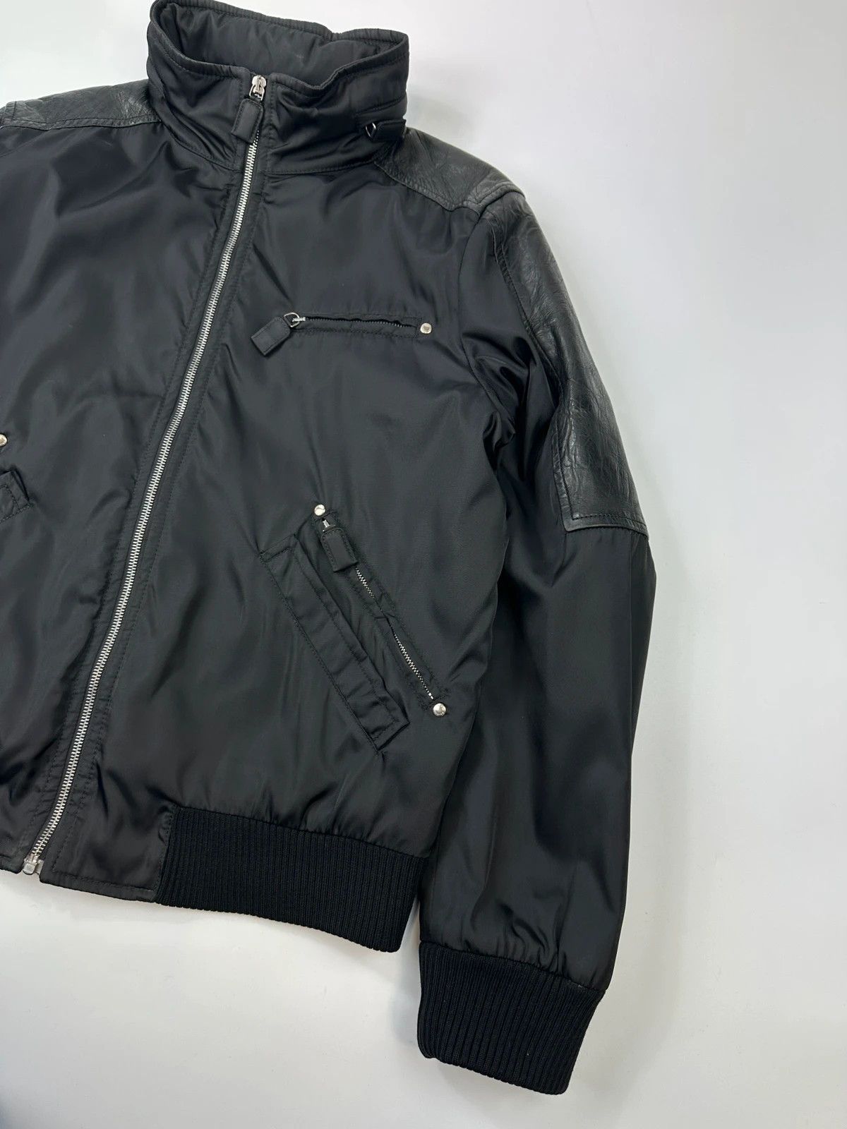 Prada Prada Milano FW09 Black Leather & Nylon Padded Bomber Jacket Size US M / EU 48-50 / 2 - 4 Thumbnail