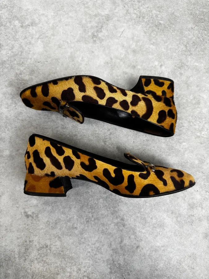 Prada 1990s Prada Leopard Block Heel Pony Hair Loafers Size US 6 / IT 36 - 5 Thumbnail