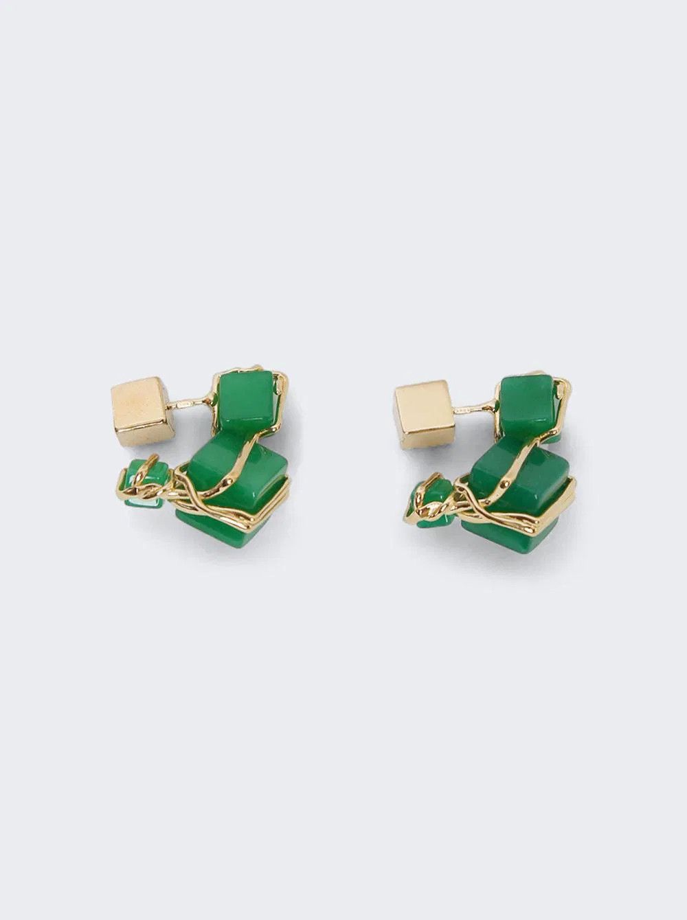 Bottega Veneta BOTTEGA VENETA green & gold Jade stone & silver earrings q Size ONE SIZE - 1 Thumbnail