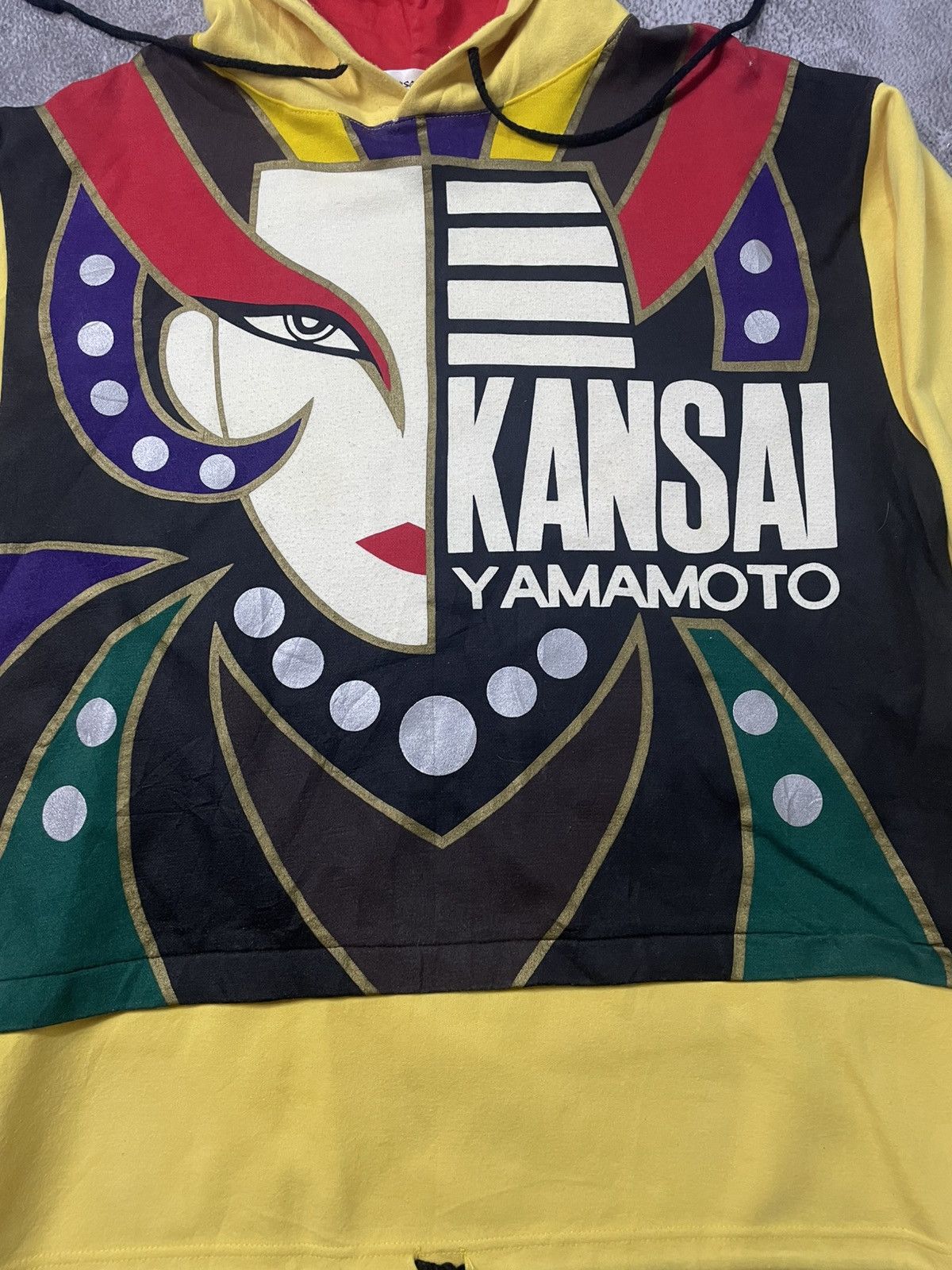 Kansai Yamamoto Vintage Kansai Yamamoto O2 Big Face Kabuki Oversized Hoodie Size US L / EU 52-54 / 3 - 3 Thumbnail