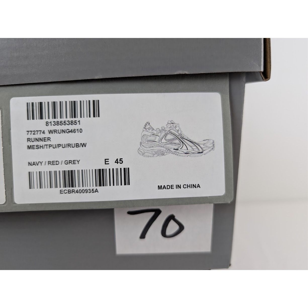Balenciaga o1rshd1 Mesh Rubber Runner in Navy/Red/Grey Size US 12 / EU 45 - 13 Thumbnail