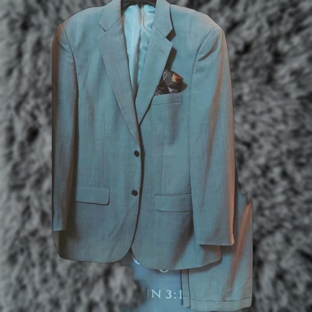 VINTAGE Gerald Austin Mens Suit 2 Piece Sz 40R Beige Wool Business Formal Wedding Office
