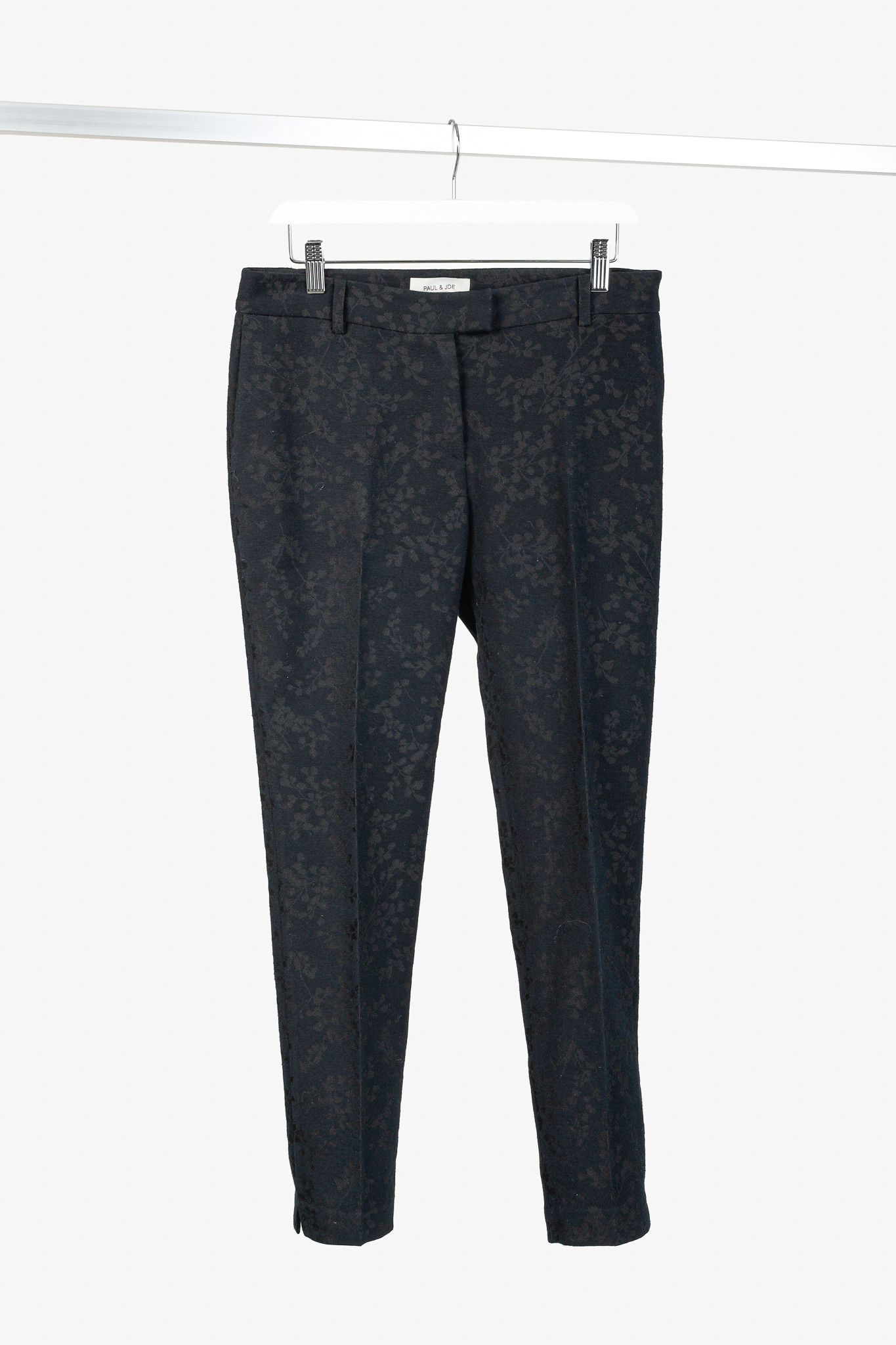 Paul & Joe Paul & Joe Black & Brown Floral-Jacquard Twill Trousers Size 32" / US 10 / IT 46 - 1 Thumbnail