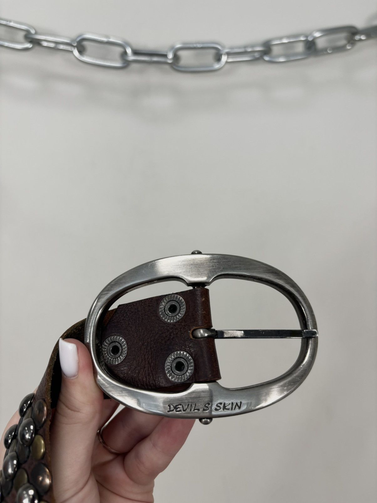 Other Vintage Devil’s Skin By Guido Angeloni Studded Leather Belt Size ONE SIZE - 6 Thumbnail