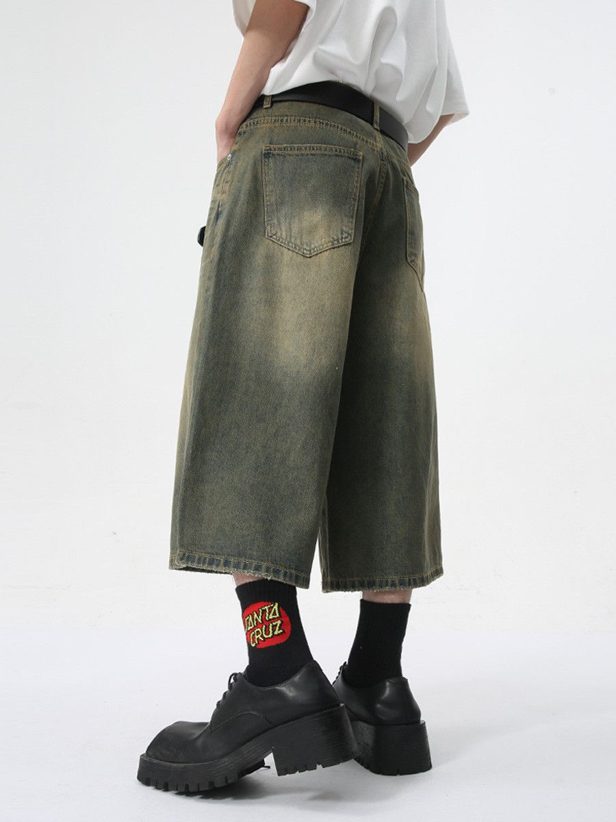 Vintage Men's Retro High-Street Loose-Fit Straight-Leg Denim Shorts Size US 32 / EU 48 - 3 Thumbnail