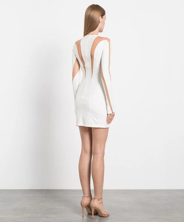 Mugler o1mle0524 Illusion Mini Dress in White Size S / US 4 / IT 40 - 5 Thumbnail