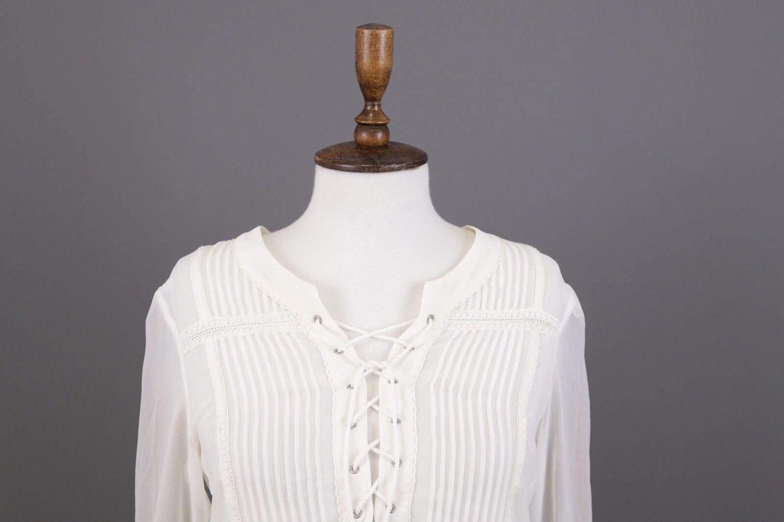The Kooples The Kooples White Summer Mesh Peasant Shirt Size M Size M / US 6-8 / IT 42-44 - 2 Thumbnail