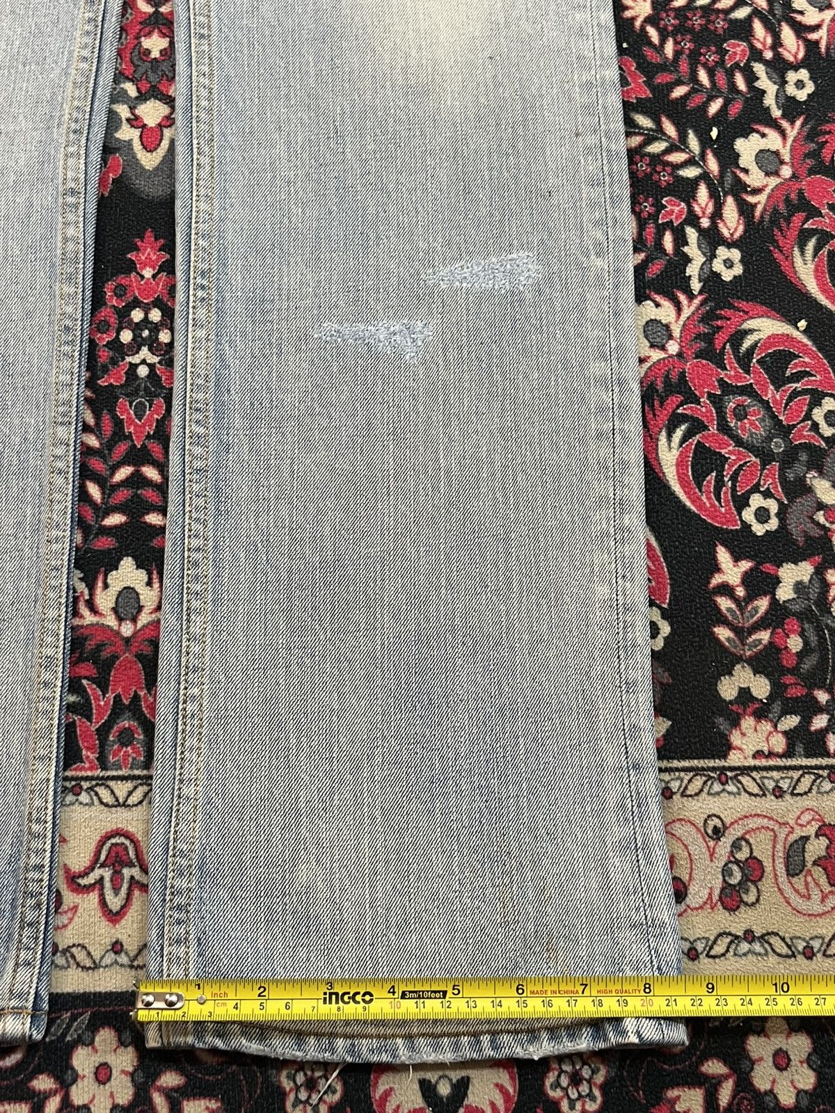 Yohji Yamamoto Ined Homme Light Washed Faded Distressed Straight Jeans Size US 31 - 16 Thumbnail