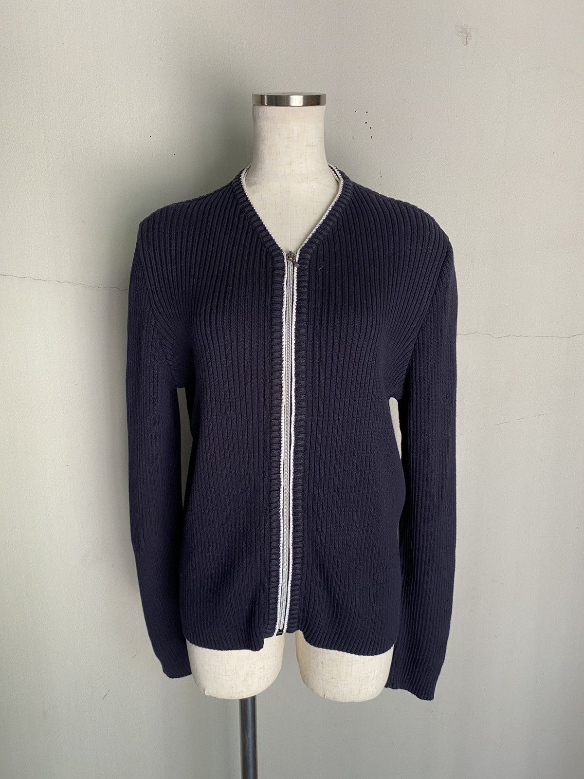 Versace GIANNI VERSACE Black Zip-Up Knit Cardigan Size M / US 6-8 / IT 42-44 - 1 Thumbnail
