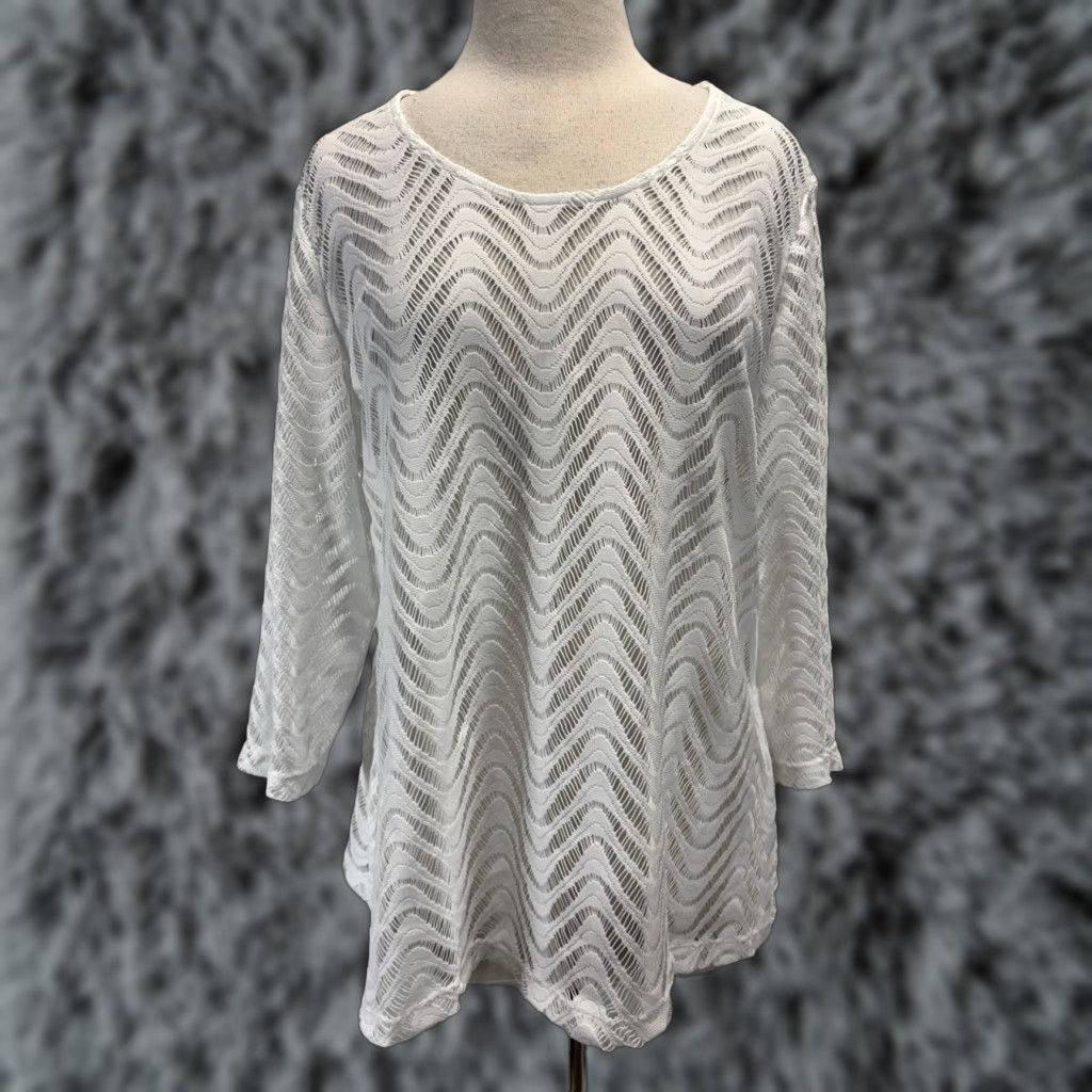 Vintage NEW Chicos Alexis Lace Top Shirt Sz 3 US X-Large White Semi Sheer Size XL / US 12-14 / IT 48-50 - 1 Thumbnail