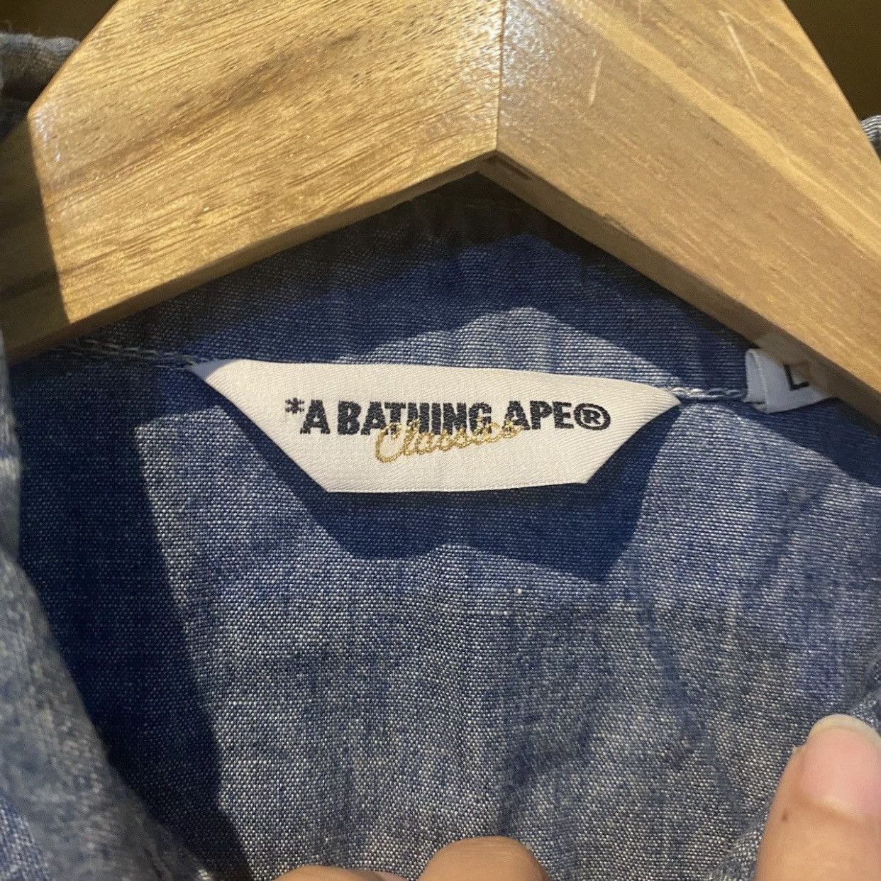 Bape Bape A Bathing Ape Rare Selvedge Chambray Denim Work Shirt Size US L / EU 52-54 / 3 - 10 Thumbnail