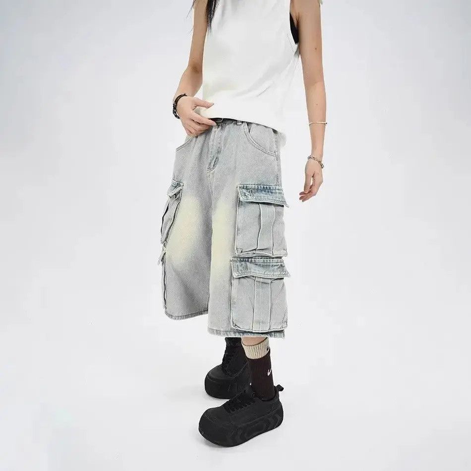 Japanese Brand Retro wide leg casual pocket denim shorts Size US 32 / EU 48 - 2 Thumbnail