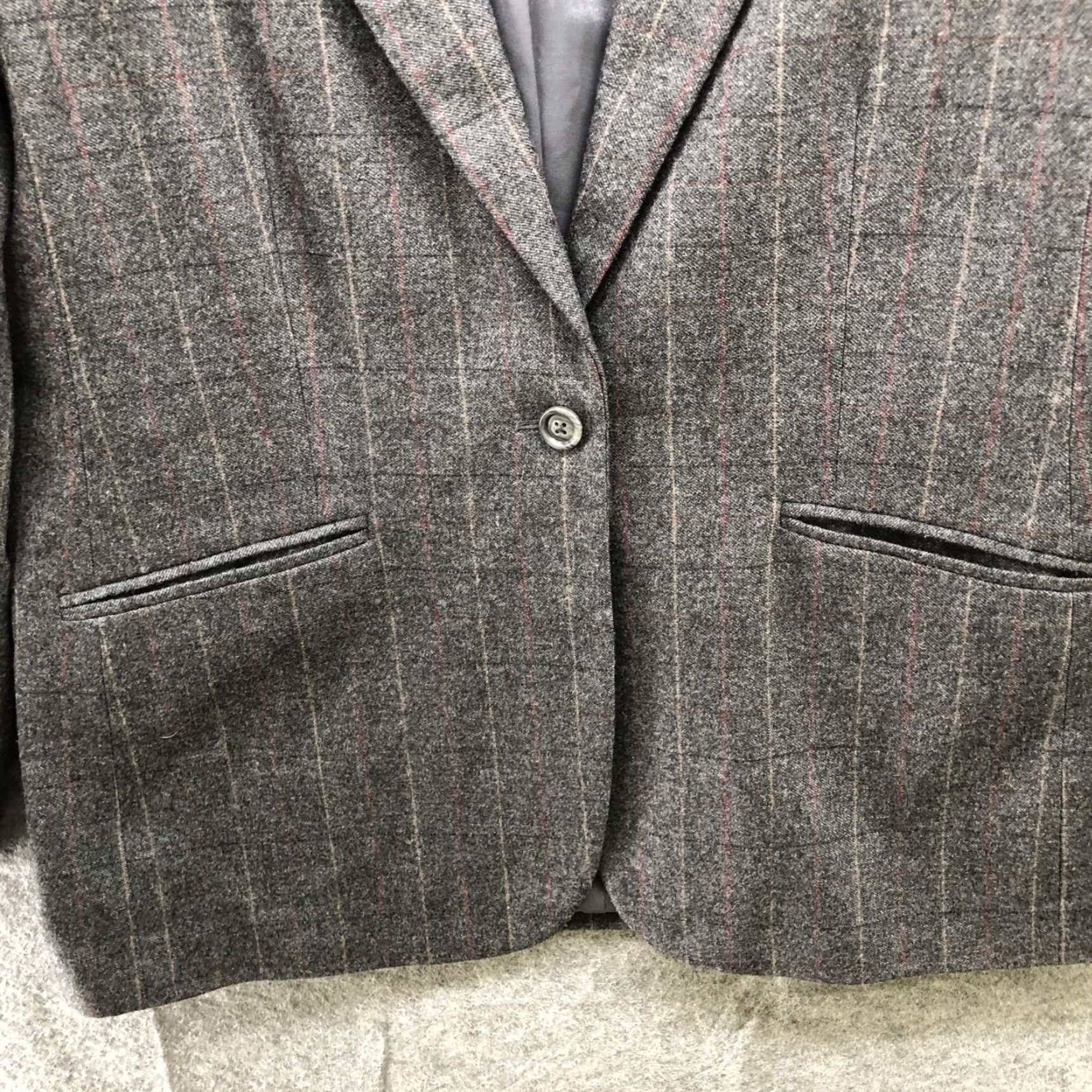 Lands' End Lands' End Blazer Womens 12P Wool Cashmere Gray Grid Plaid Dressy Office Workwear City Preppy Academia Mens Womens? Size XL / US 12-14 / IT 48-50 - 7 Thumbnail