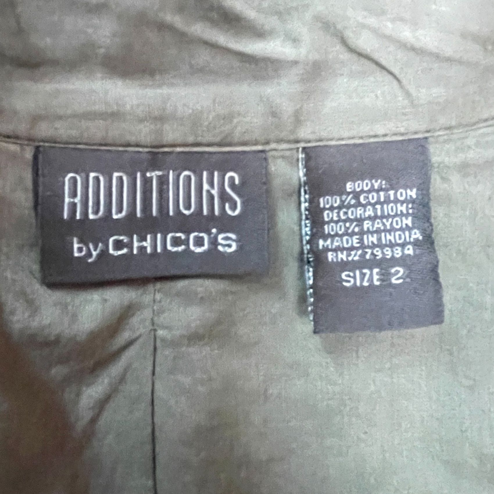 Vintage Chico’s Additions Jacket Cardigan Olive Green Cotton Open Front Size 2 Womens Size XS / US 0-2 / IT 36-38 - 3 Thumbnail