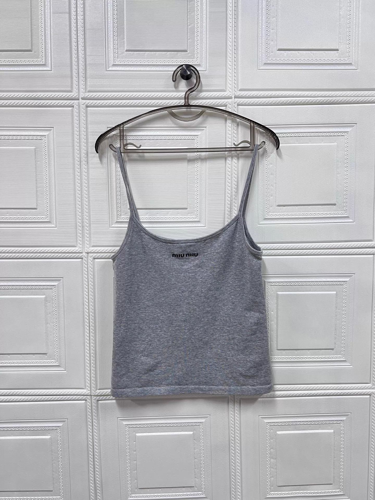 Miu Miu MIU MIU 25SS Gray Embroidered Logo Cami XL/XXL New T/O Only Size XL / US 12-14 / IT 48-50 - 1 Thumbnail