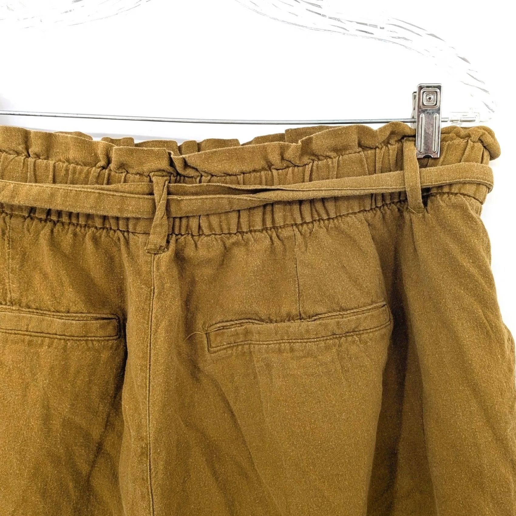 Old Navy Old Navy Boho Linen Blend Paperbag Shorts Mustard Olive 16W Pockets Womens Shorts Size 38" / US 16 / IT 52 - 5 Thumbnail