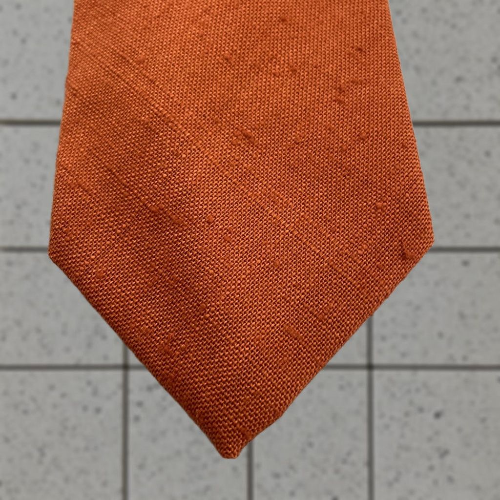Vintage VTG Macy's Mens Store Robert Stewart Solid Rust Orange Silk NeckTie 3x57 Vintage Necktie Tie Men Size ONE SIZE - 1 Thumbnail