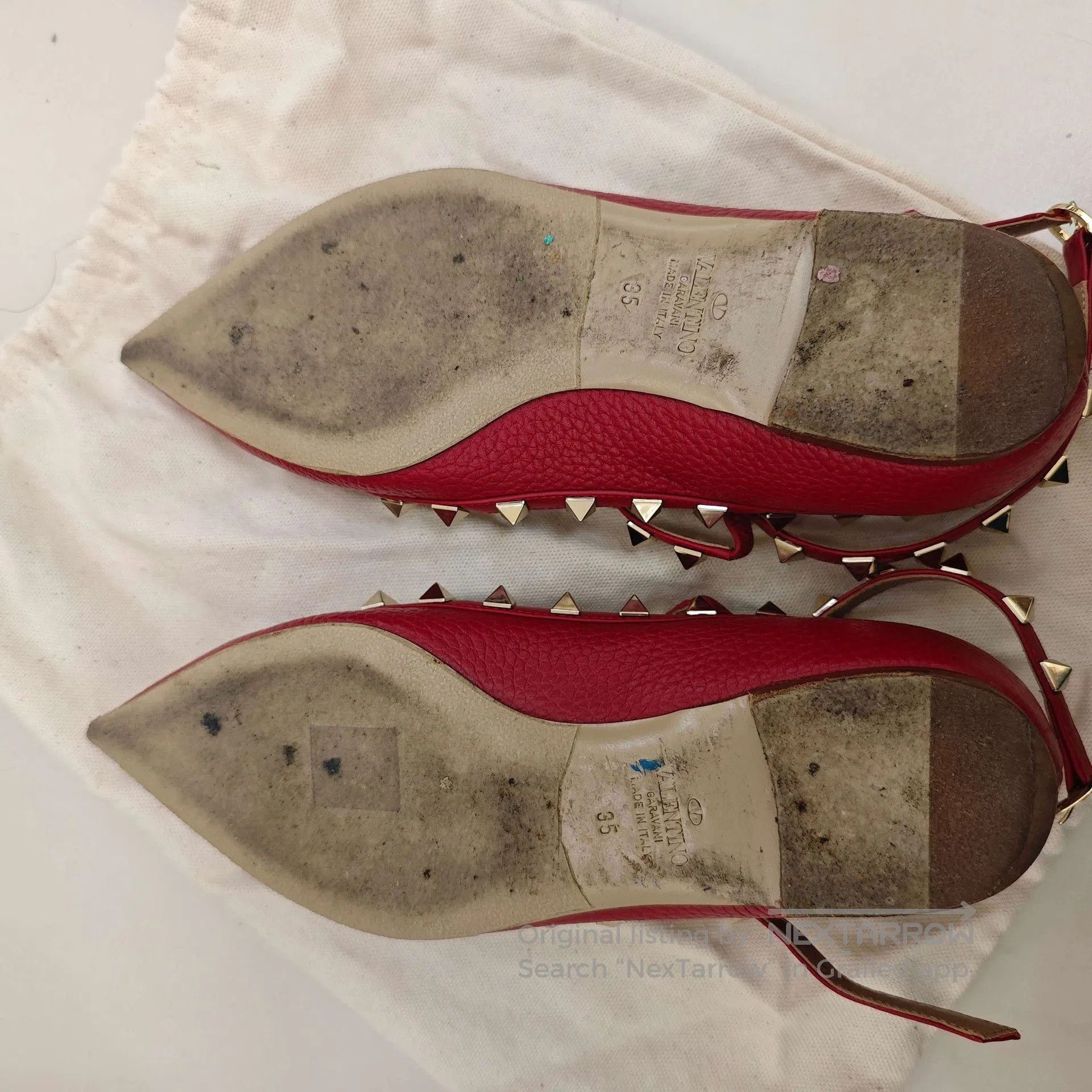 Valentino Valentino Studded Red Flat Shoes. Size US 4 / IT 34 - 3 Thumbnail