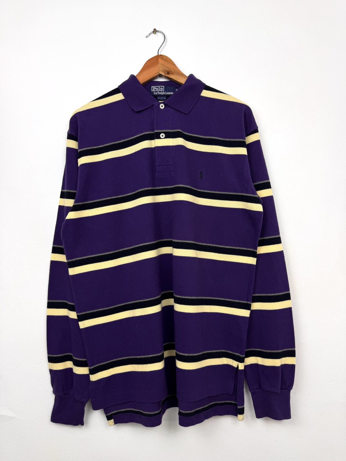 Polo Ralph Lauren Polo Ralph Lauren Men Striped Polo Shirt Purple Size M Size US M / EU 48-50 / 2 - 1 Thumbnail